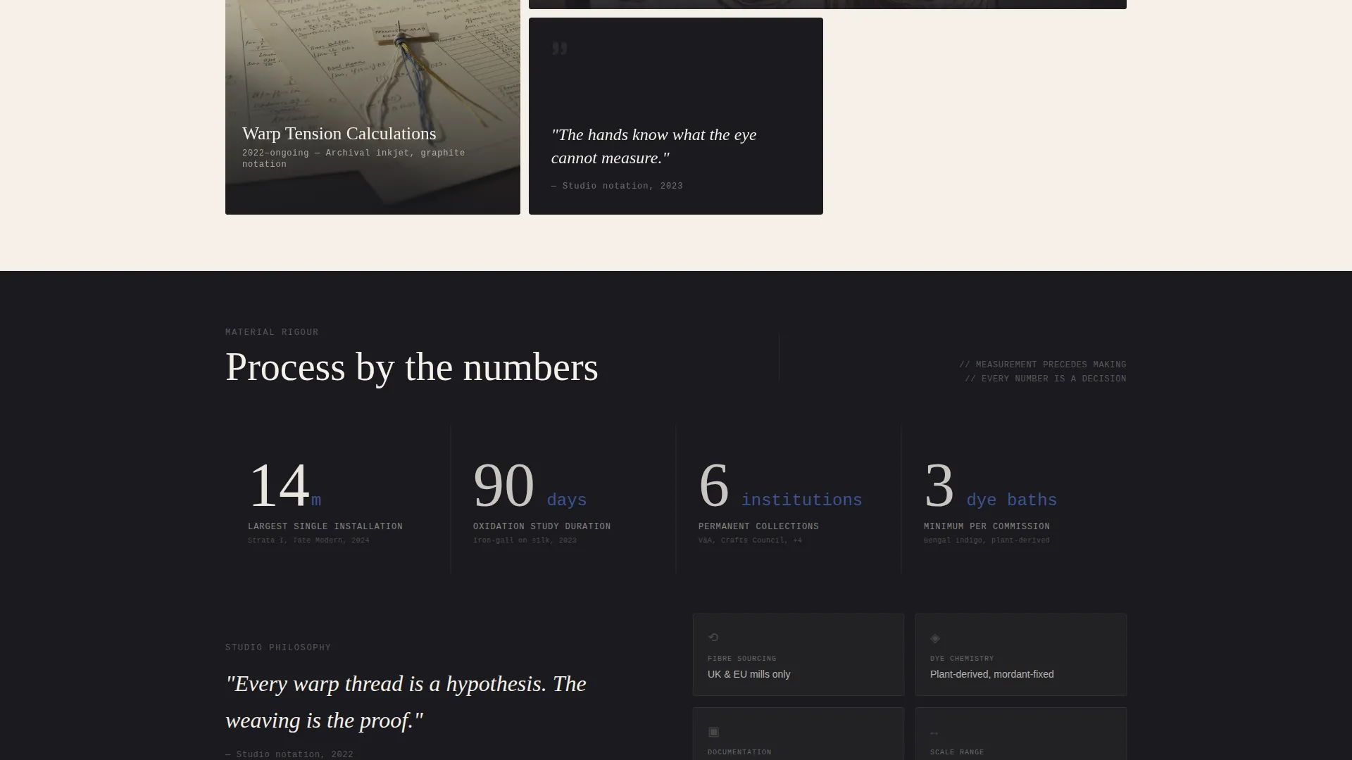 Textile Artist Bento Grid Landing Page Template