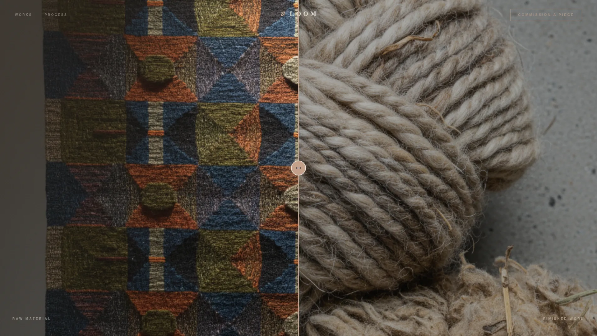 Sculptural Textile Artist Dark Theme Landing Page