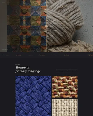 Sculptural Textile Artist Dark Theme Landing Page