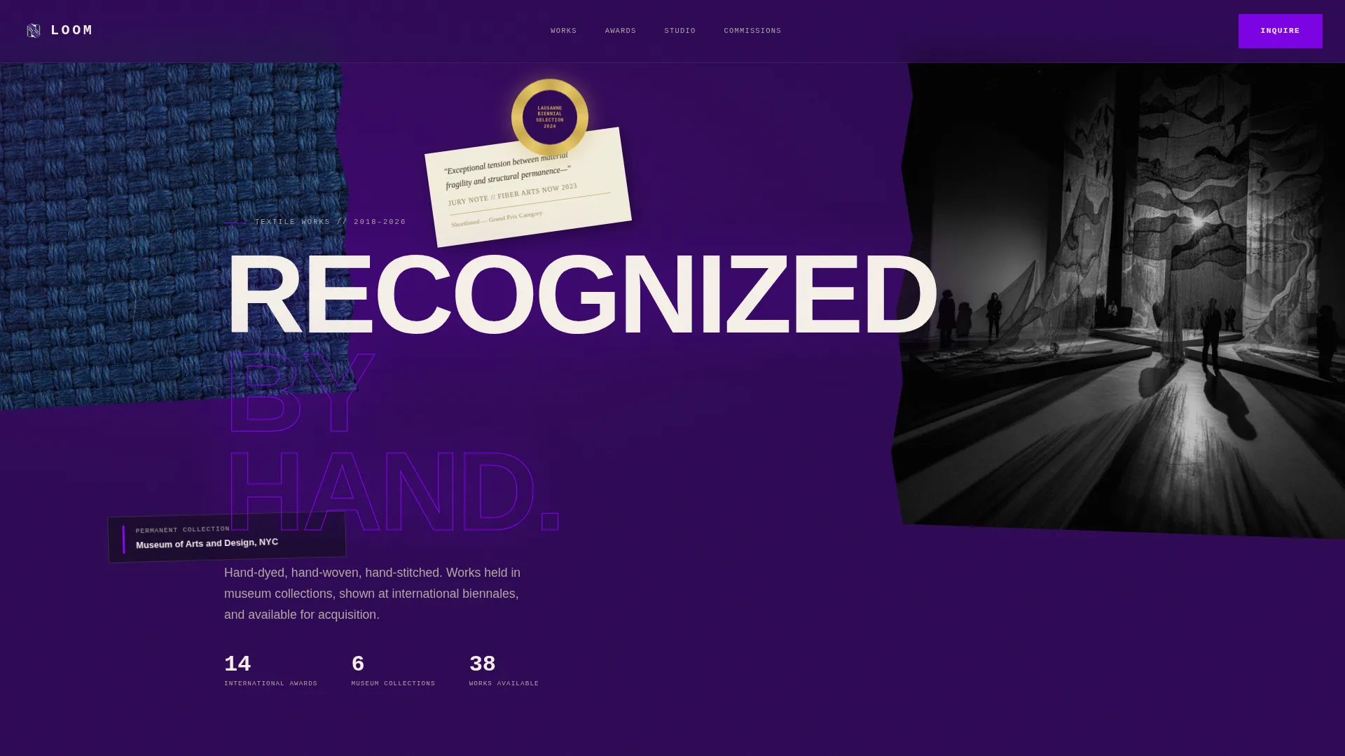 Textile Artist Portfolio Landing Page Template
