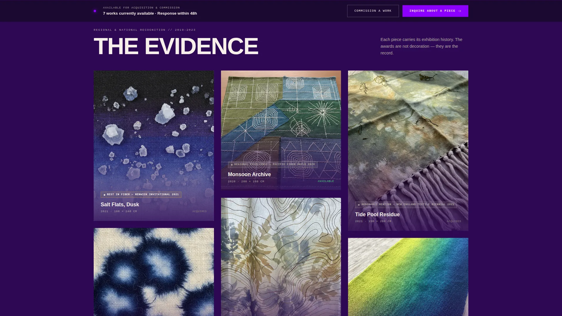 Textile Artist Portfolio Landing Page Template