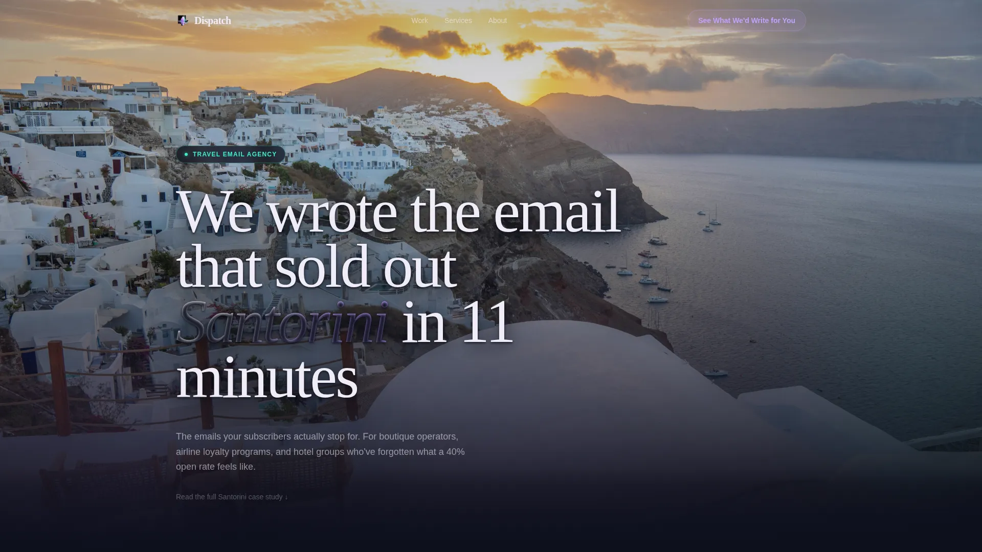 Travel Email Marketing Agency Landing Page