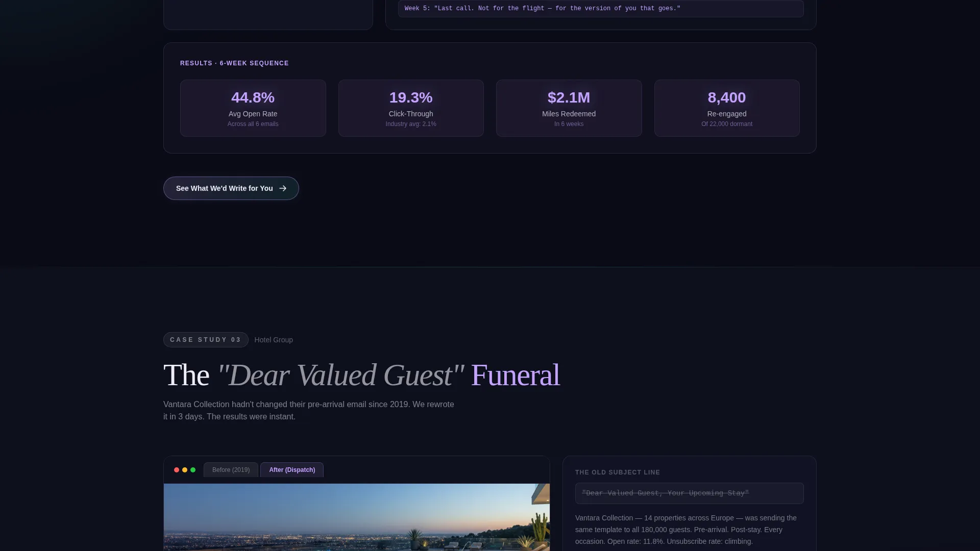 Travel Email Marketing Agency Landing Page