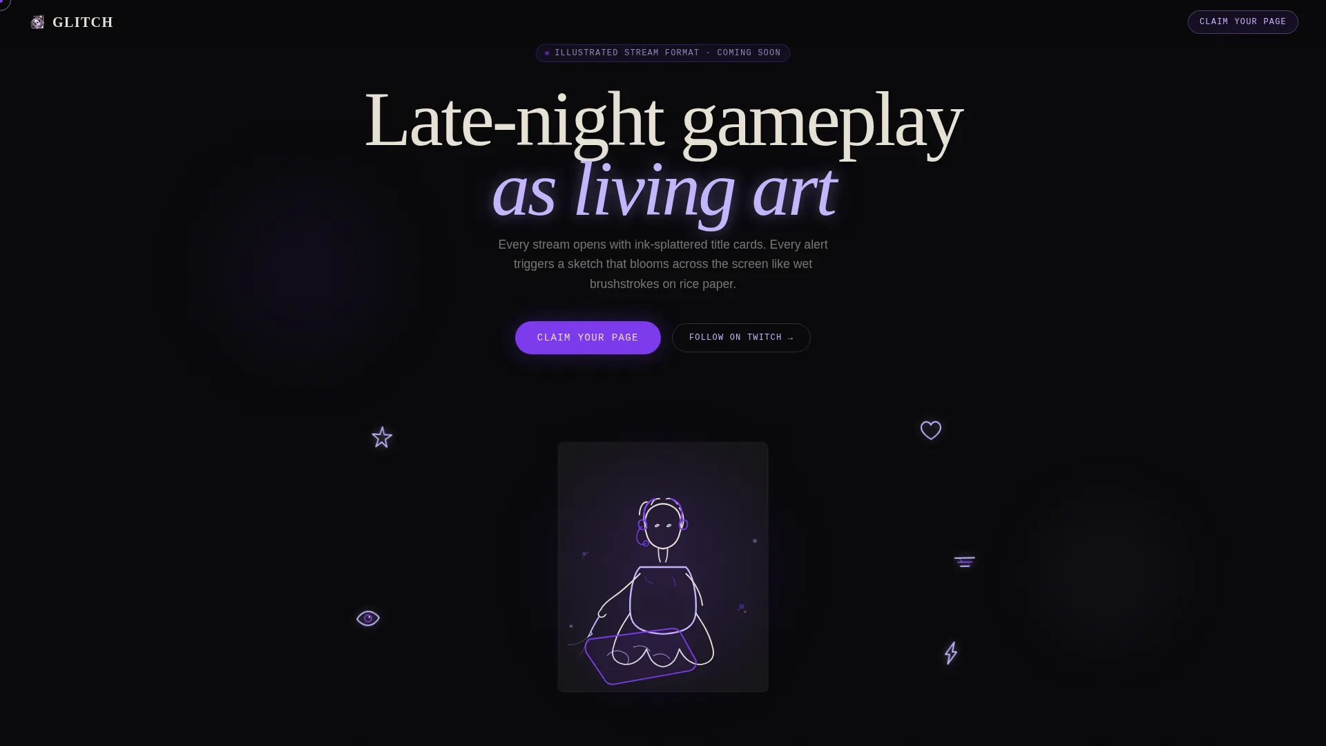 Illustrated Bento Grid Landing Page for Streamers
