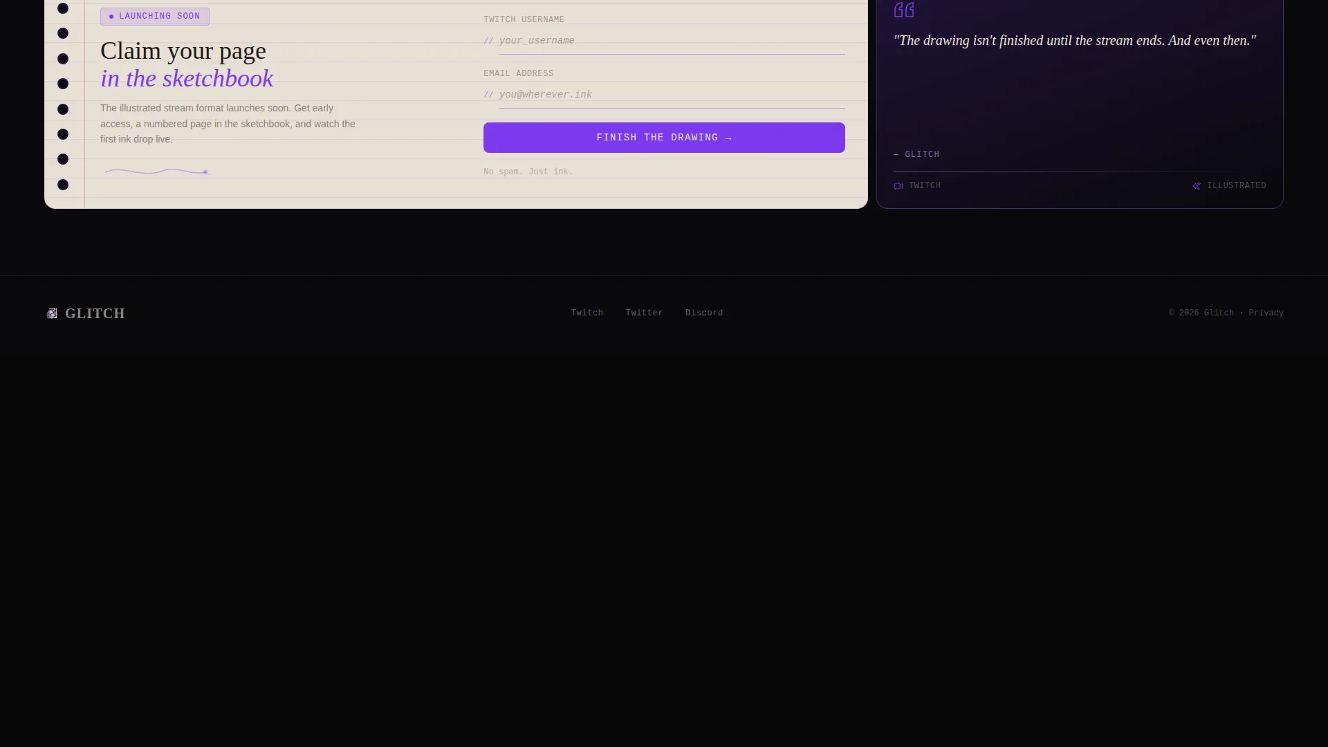 Illustrated Bento Grid Landing Page for Streamers