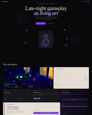 Illustrated Bento Grid Landing Page for Streamers