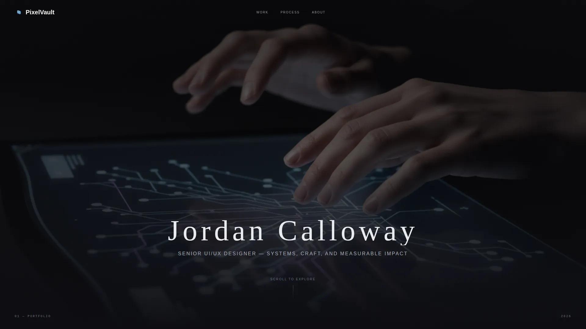 Immersive user interface and user experience Designer Portfolio Landing Page