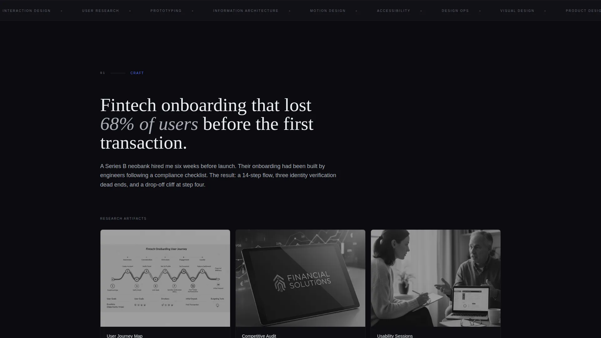 Immersive user interface and user experience Designer Portfolio Landing Page