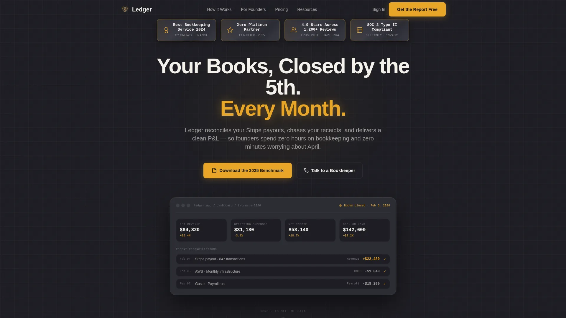 Cloud Bookkeeping Service for Founders & Small Business Website Template