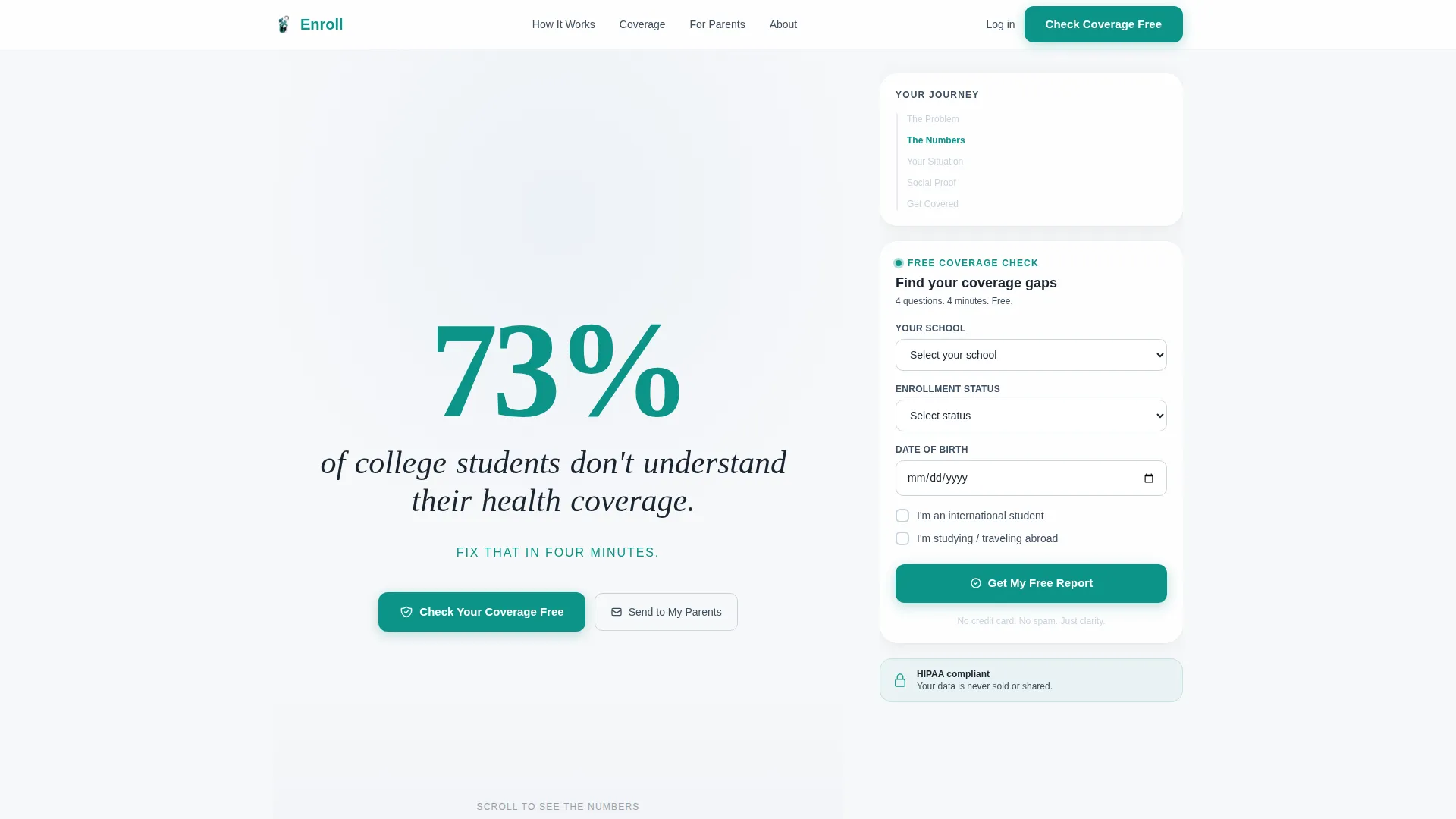 College Student Insurance Cost Calculator Website Template
