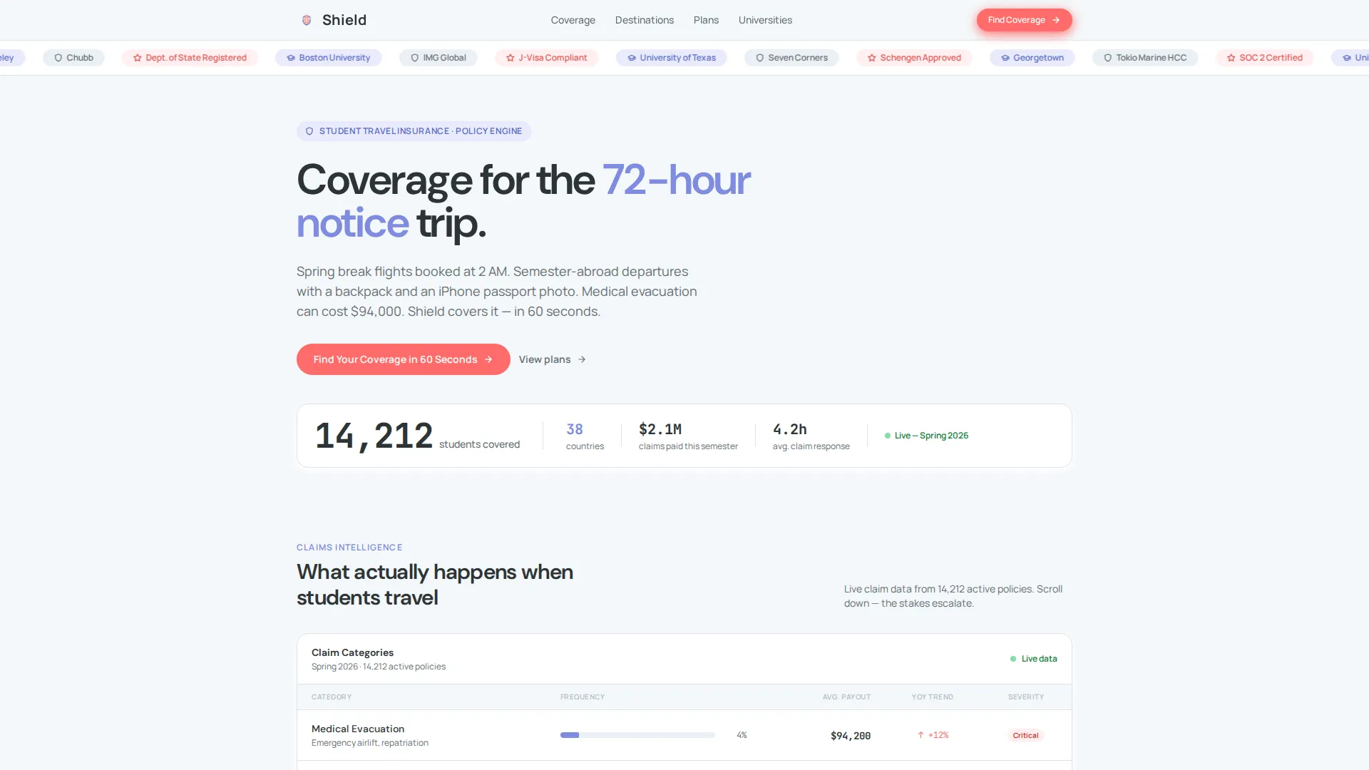 College Student Insurance Specialist Professional Website Template