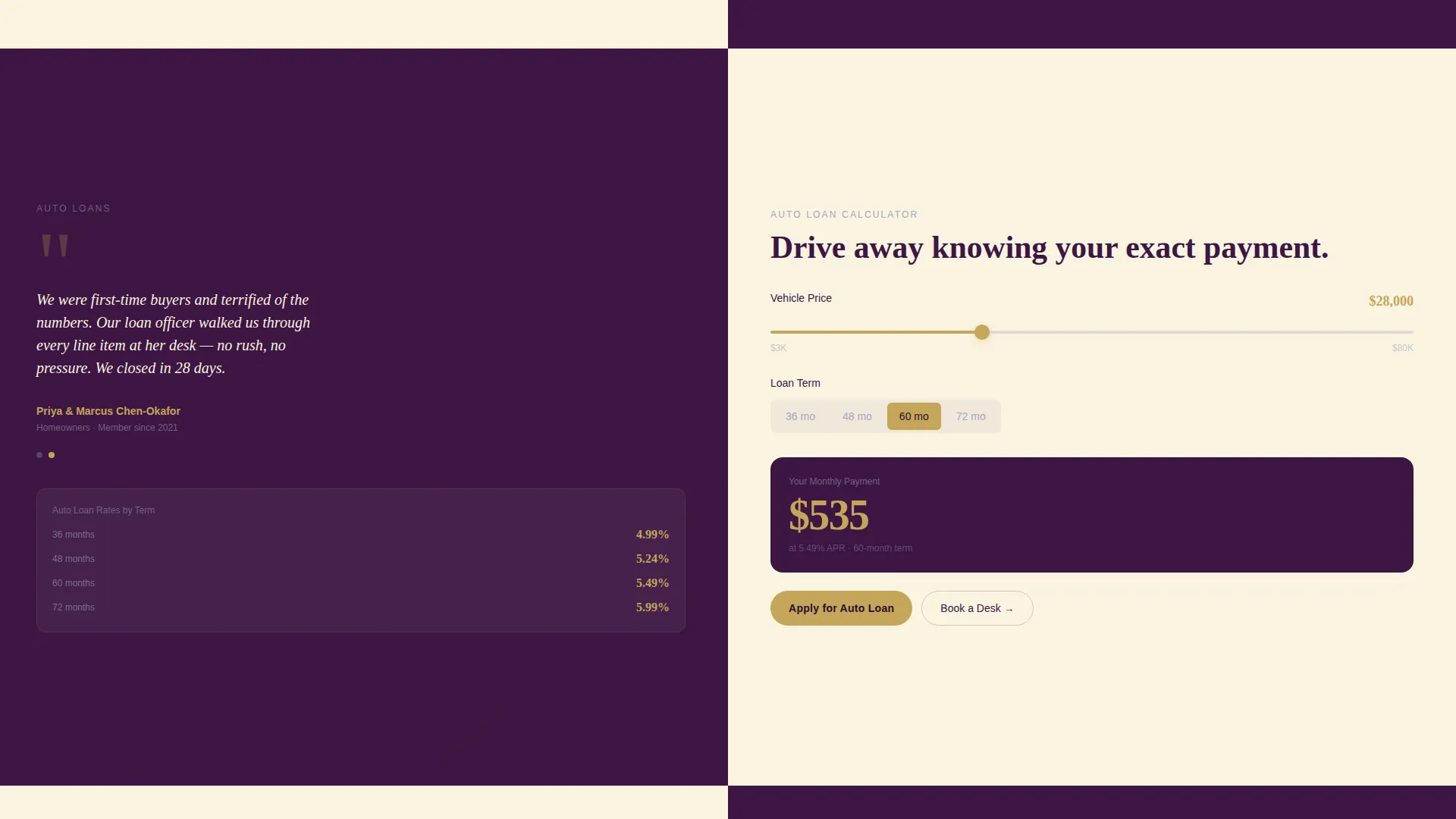 Credit Union & Cooperative Cost Calculator Website Template