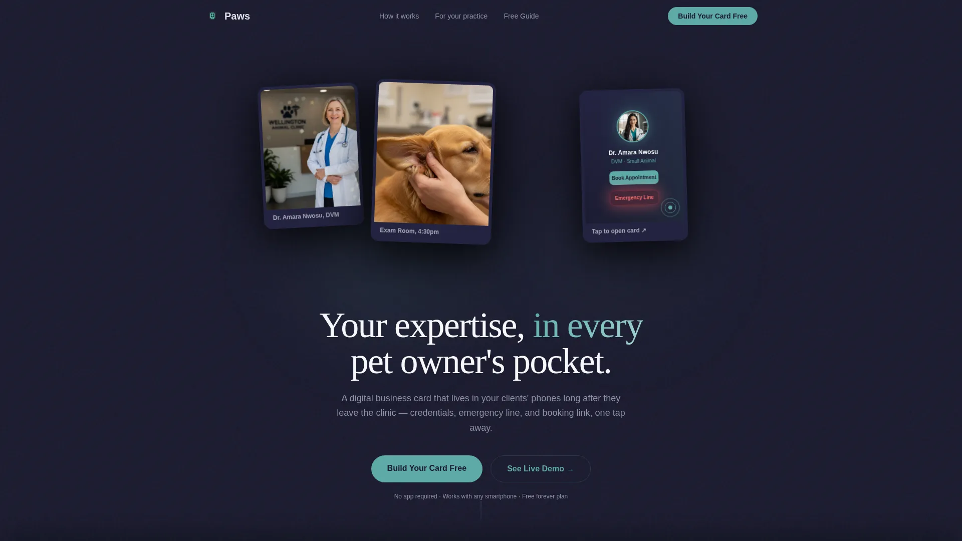 Veterinarian Digital Business Card Landing Page