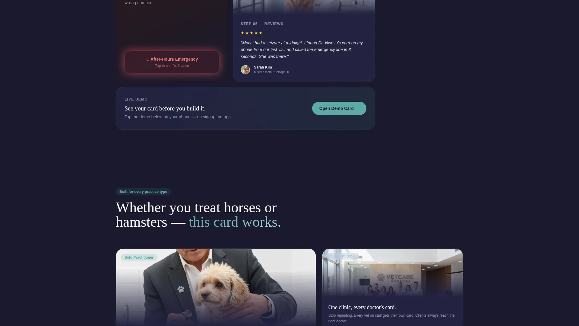 Veterinarian Digital Business Card Landing Page