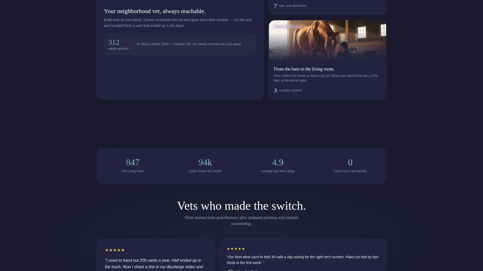 Veterinarian Digital Business Card Landing Page