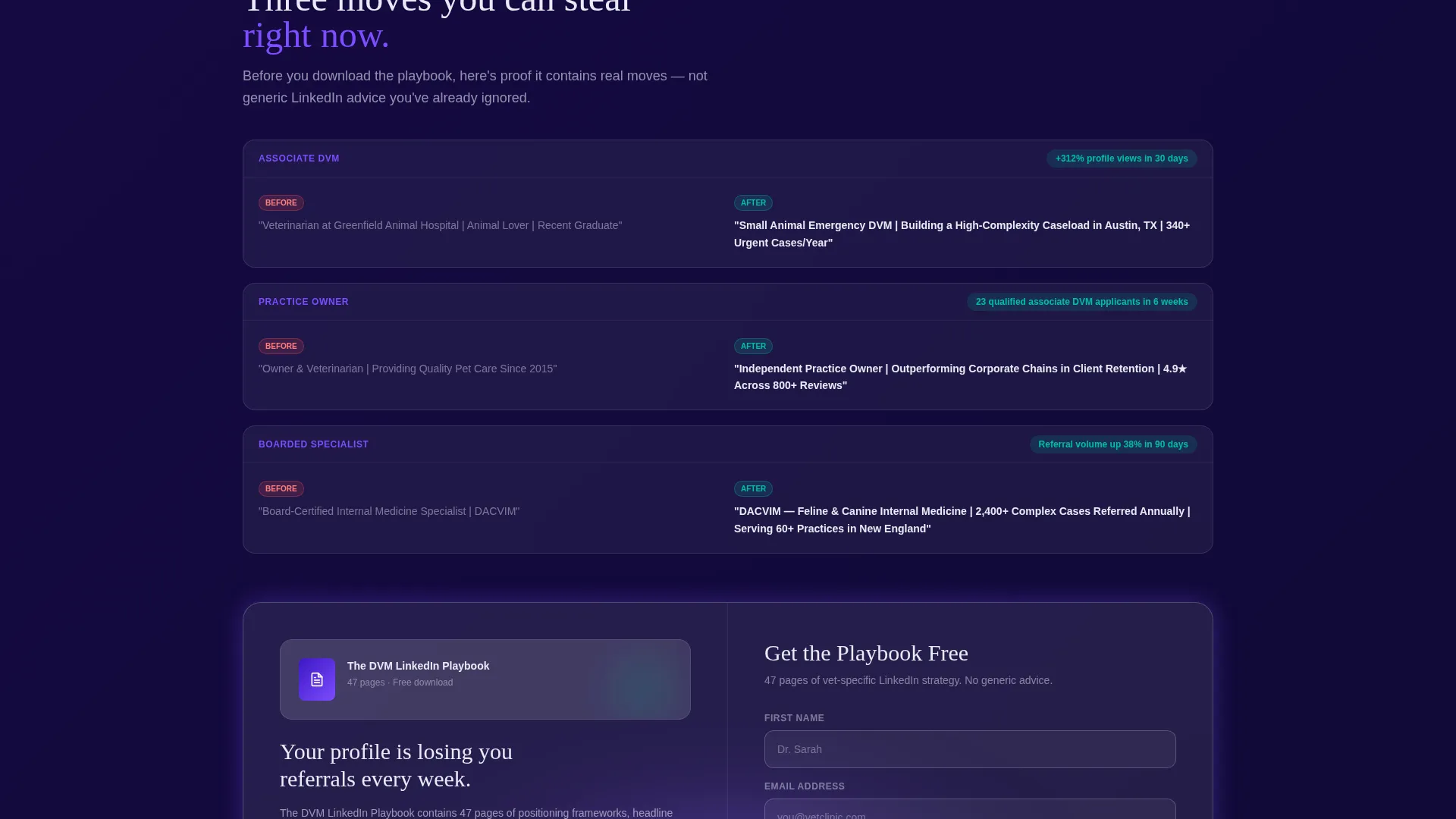 Veterinarian LinkedIn Optimization Landing Page Template