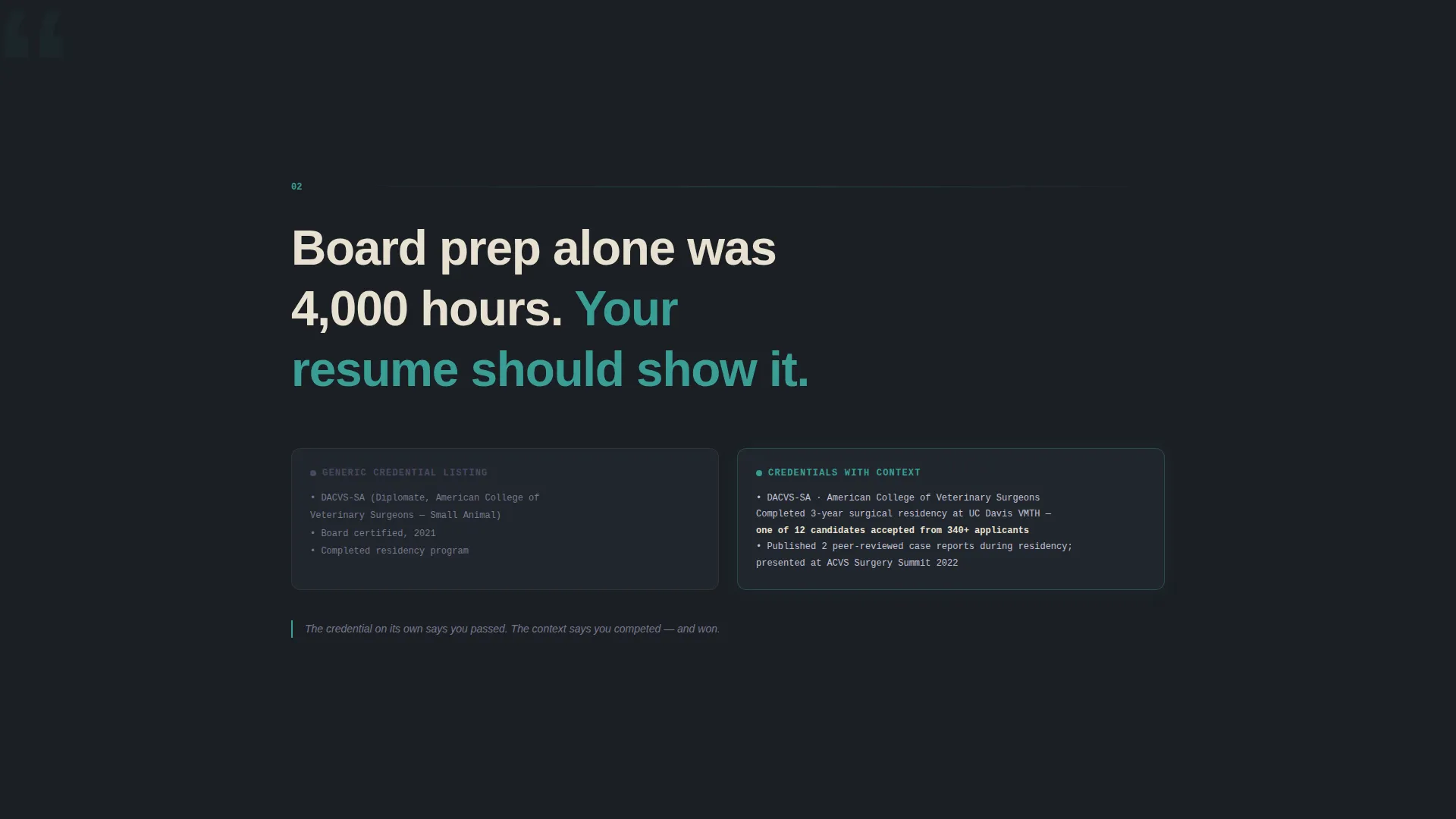 Veterinarian Professional Resume Landing Page Template