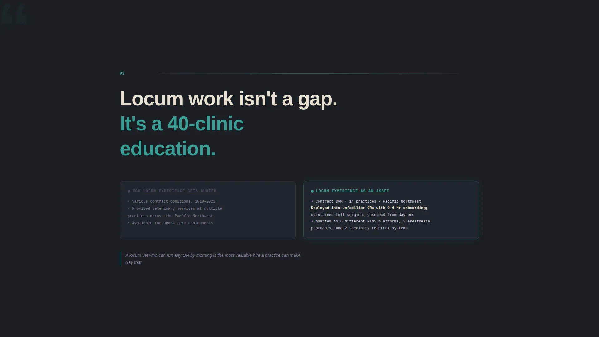 Veterinarian Professional Resume Landing Page Template