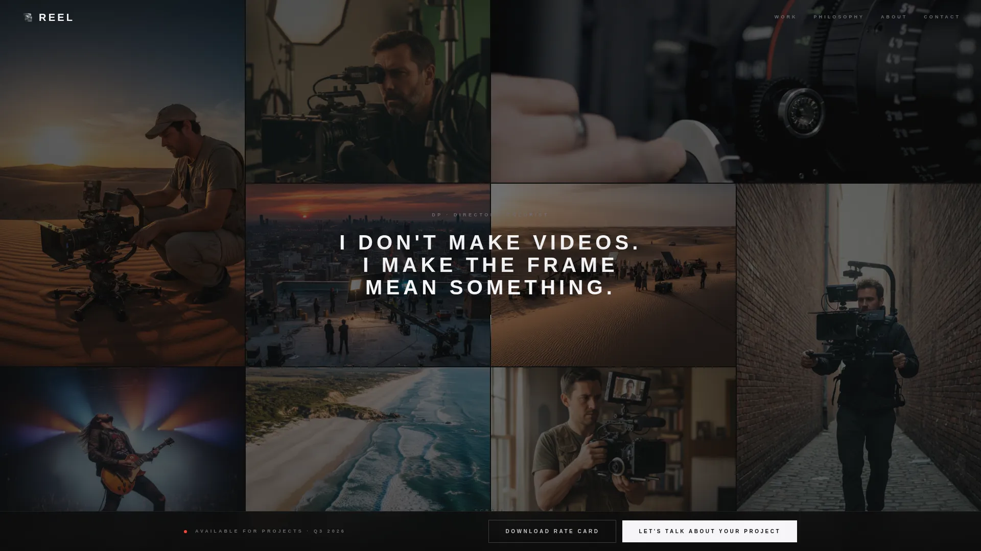 Cinematic Videographer Portfolio Landing Page Template