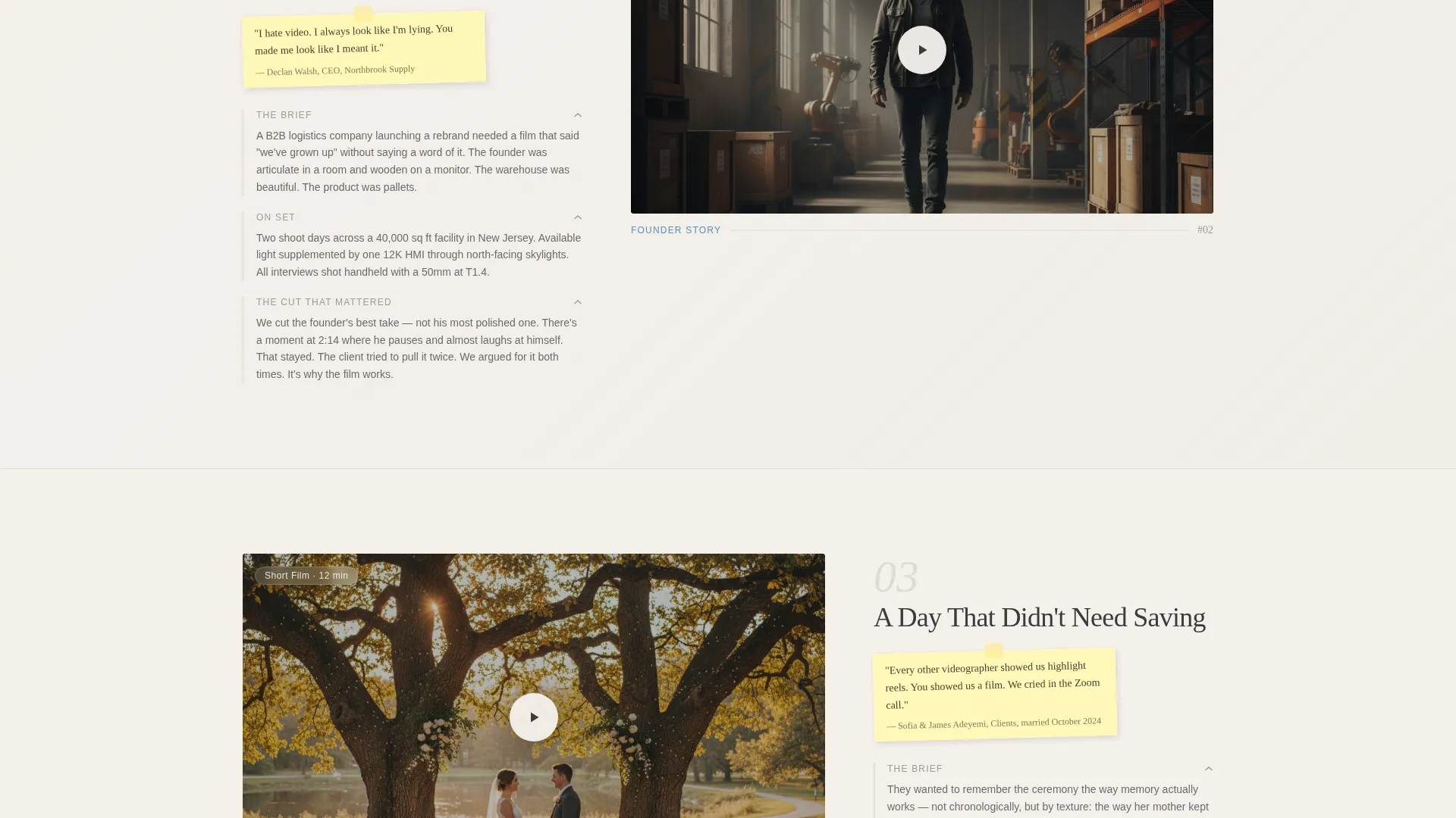 Cinematic Videographer Portfolio Landing Page Template