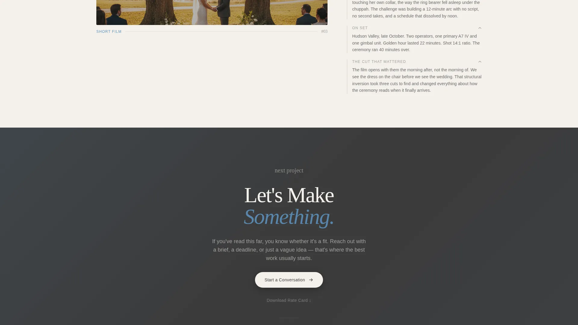Cinematic Videographer Portfolio Landing Page Template