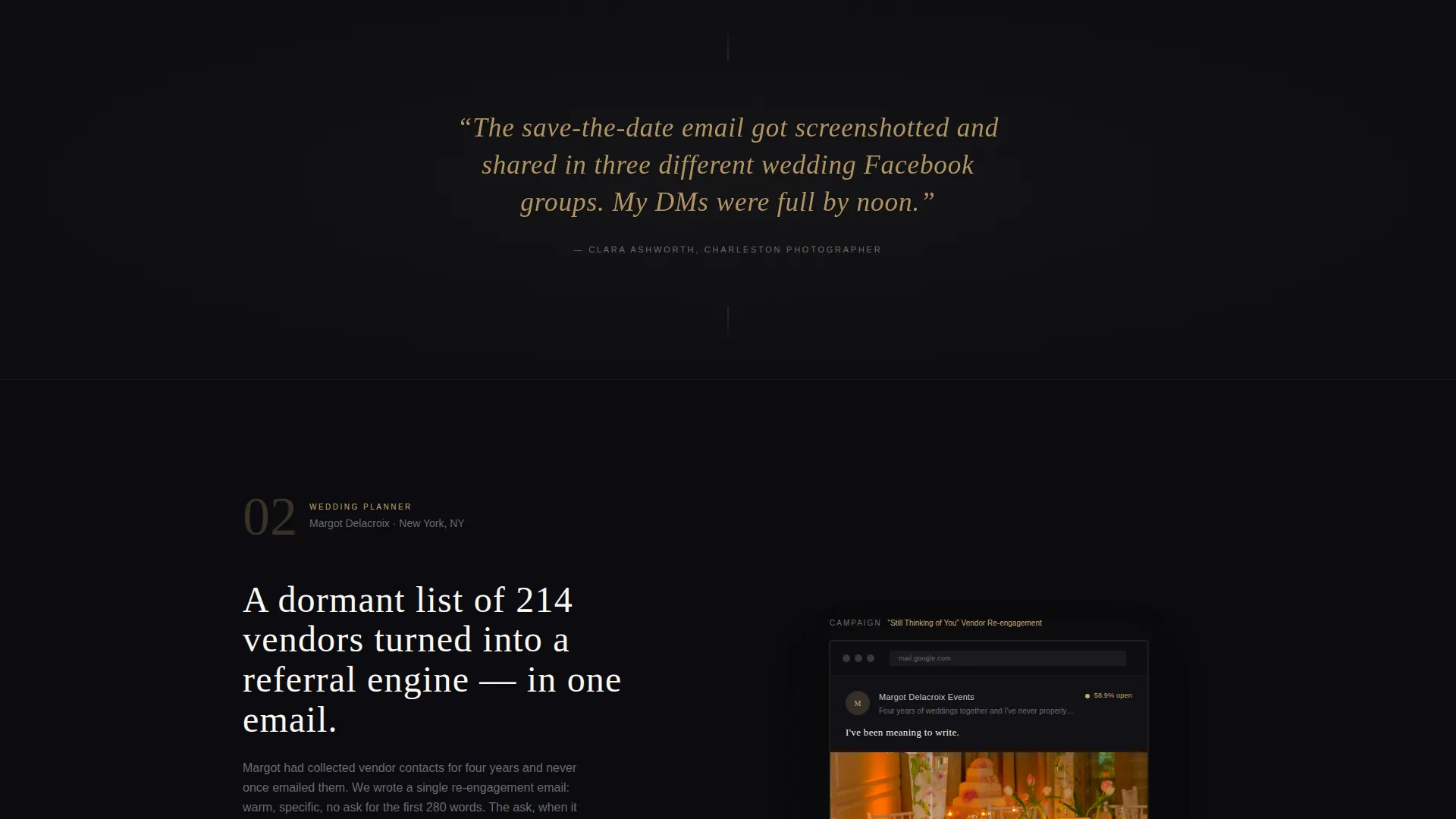 Wedding Email Marketing Agency Landing Page Template