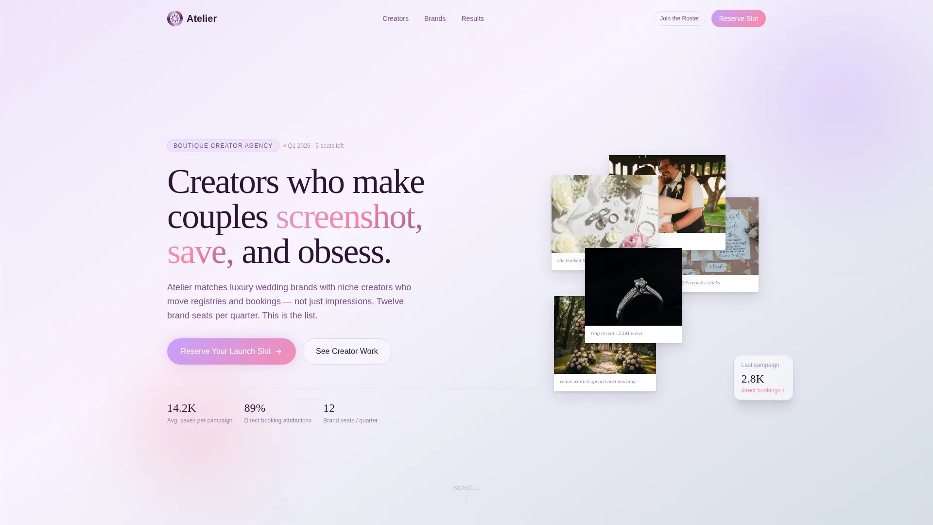 Wedding Marketing & Agency Specialist Booking Website Template