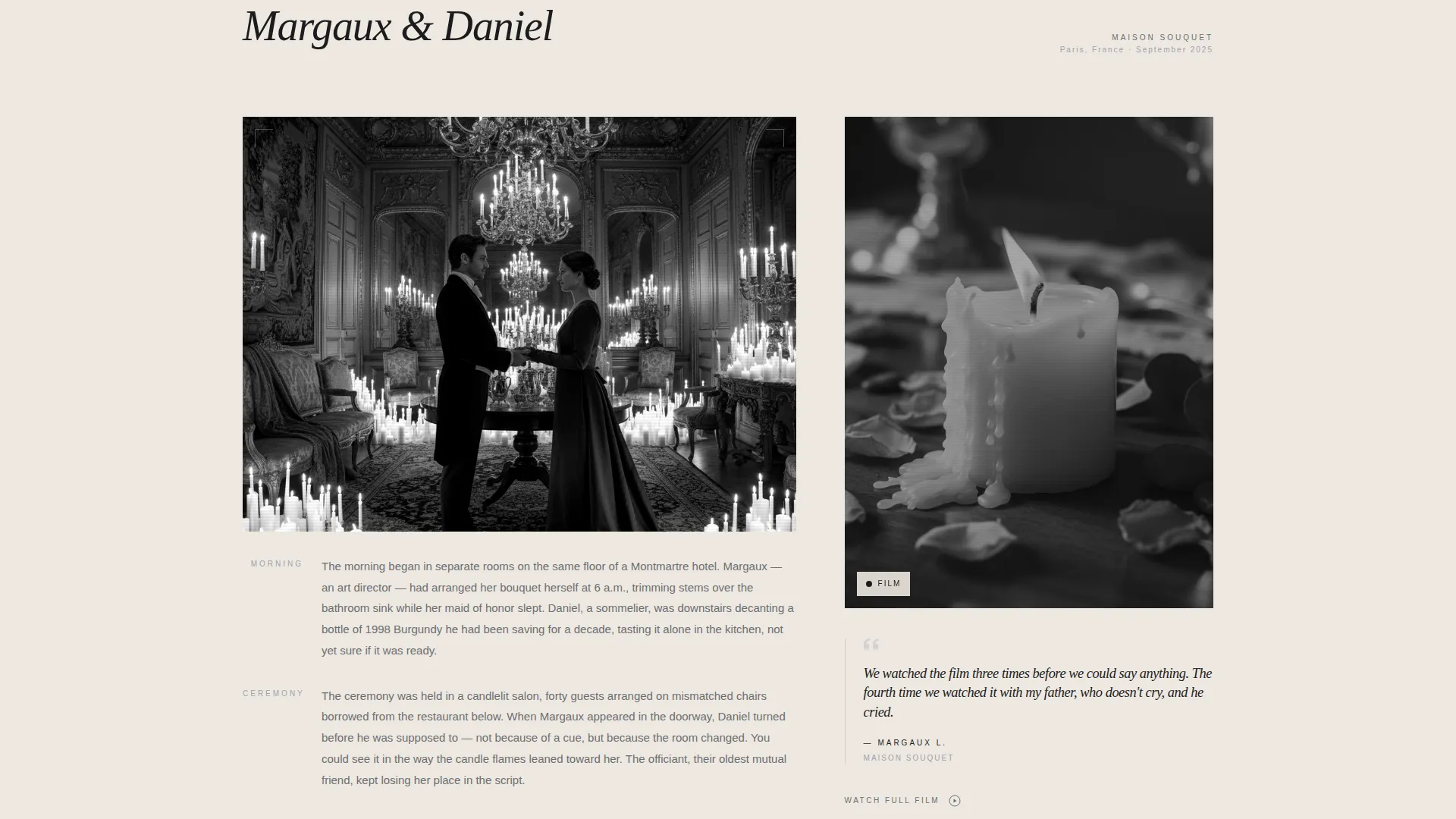 Videography & Film Portfolio Booking Website Template