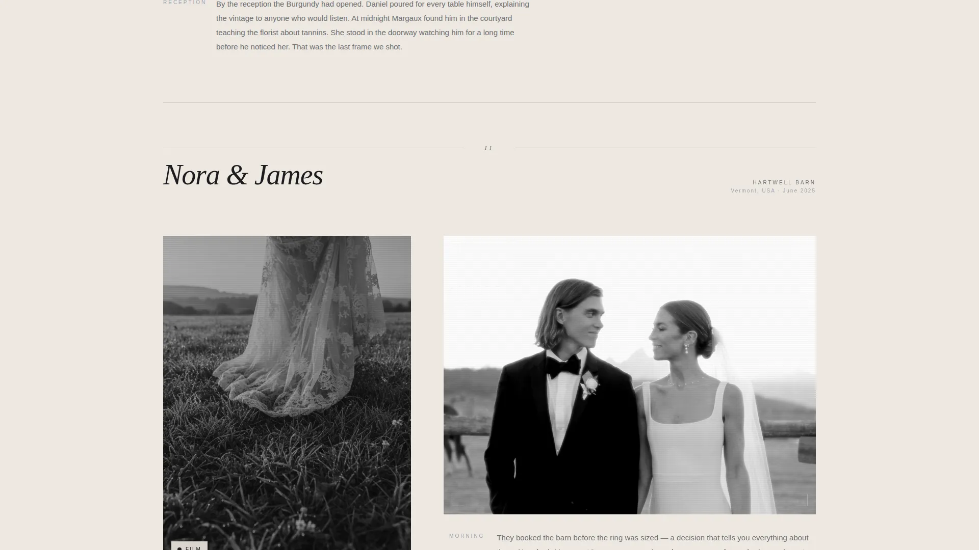 Videography & Film Portfolio Booking Website Template