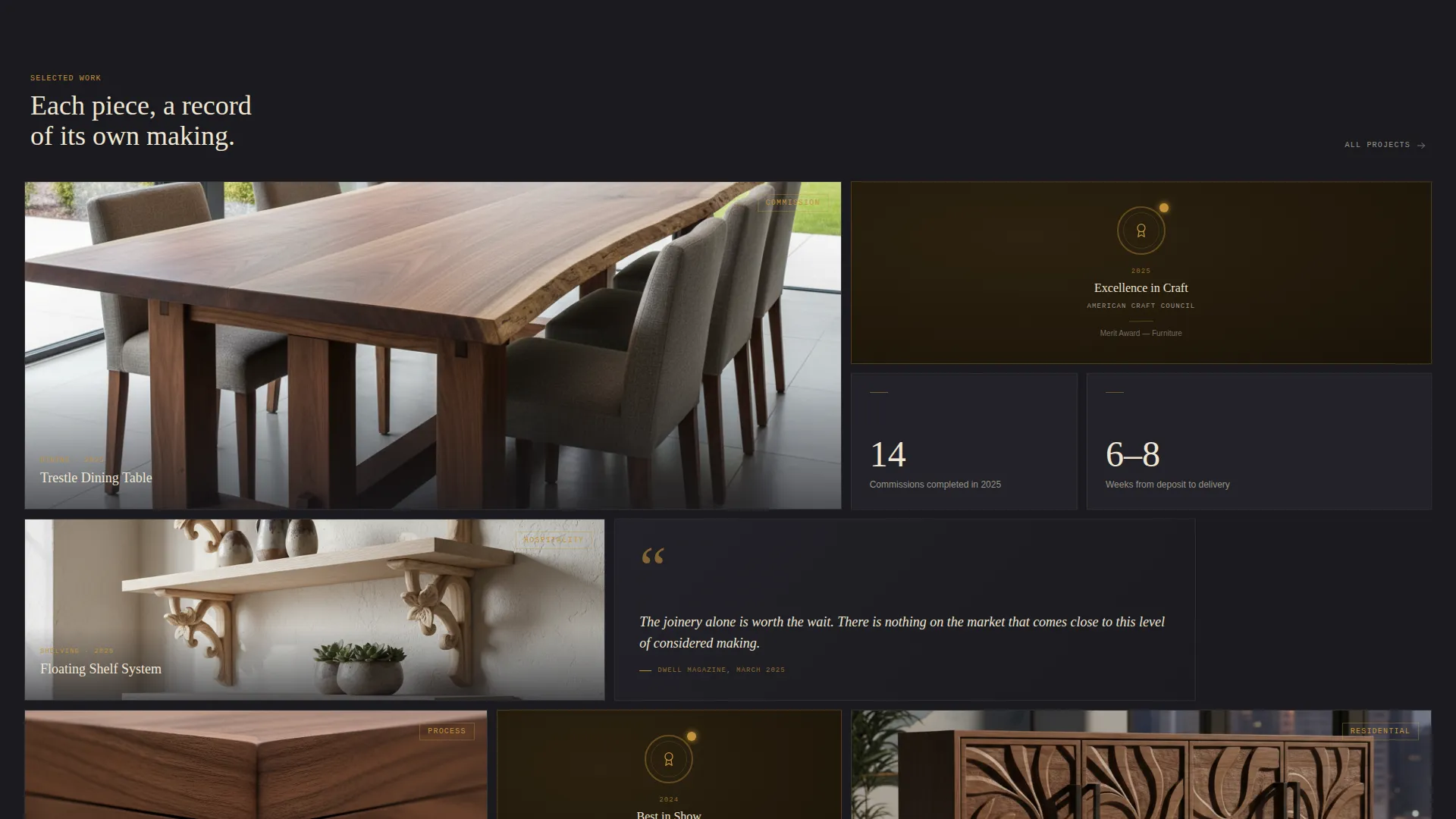 Artisan Woodworker Portfolio Landing Page Template