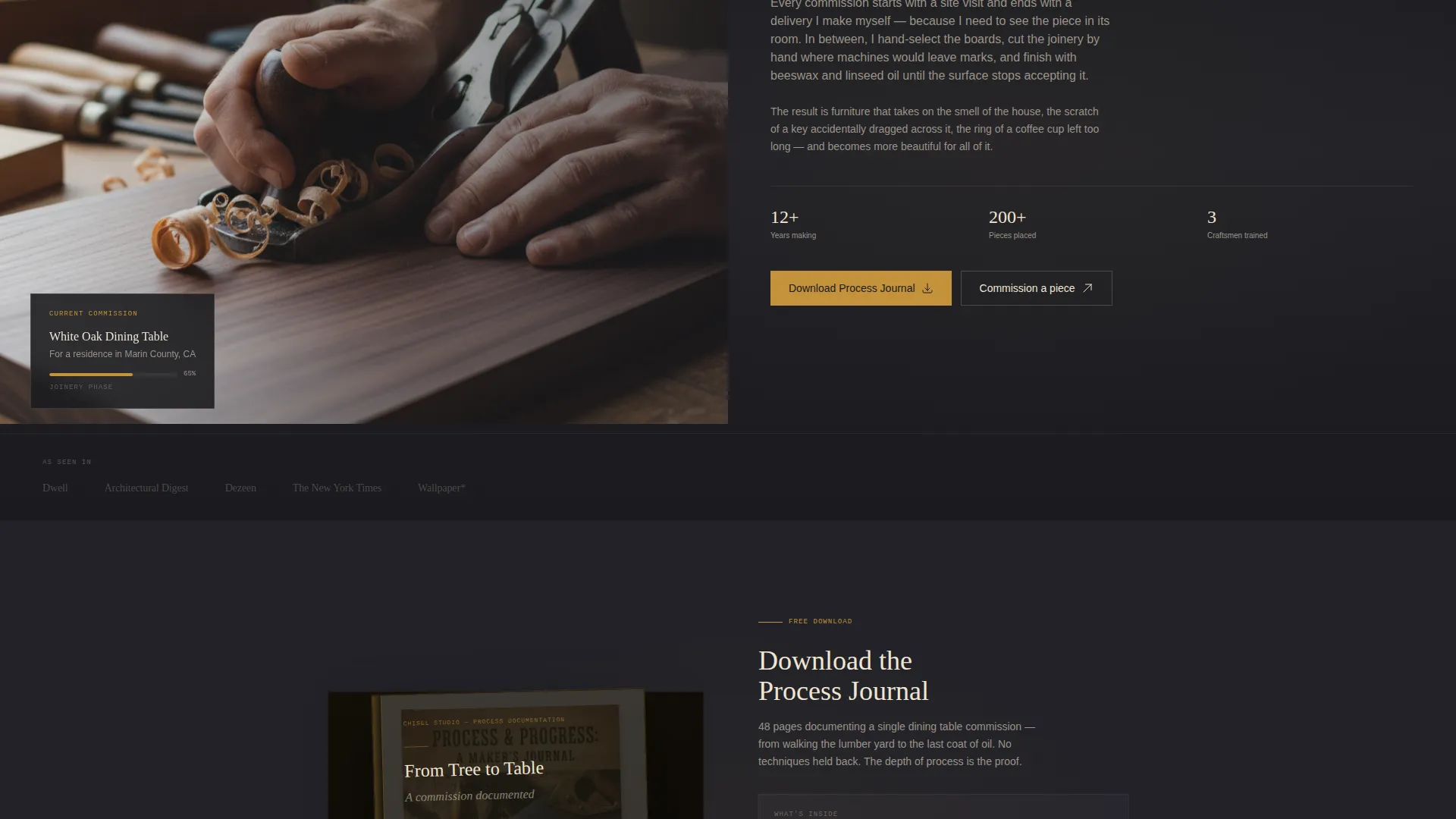 Artisan Woodworker Portfolio Landing Page Template