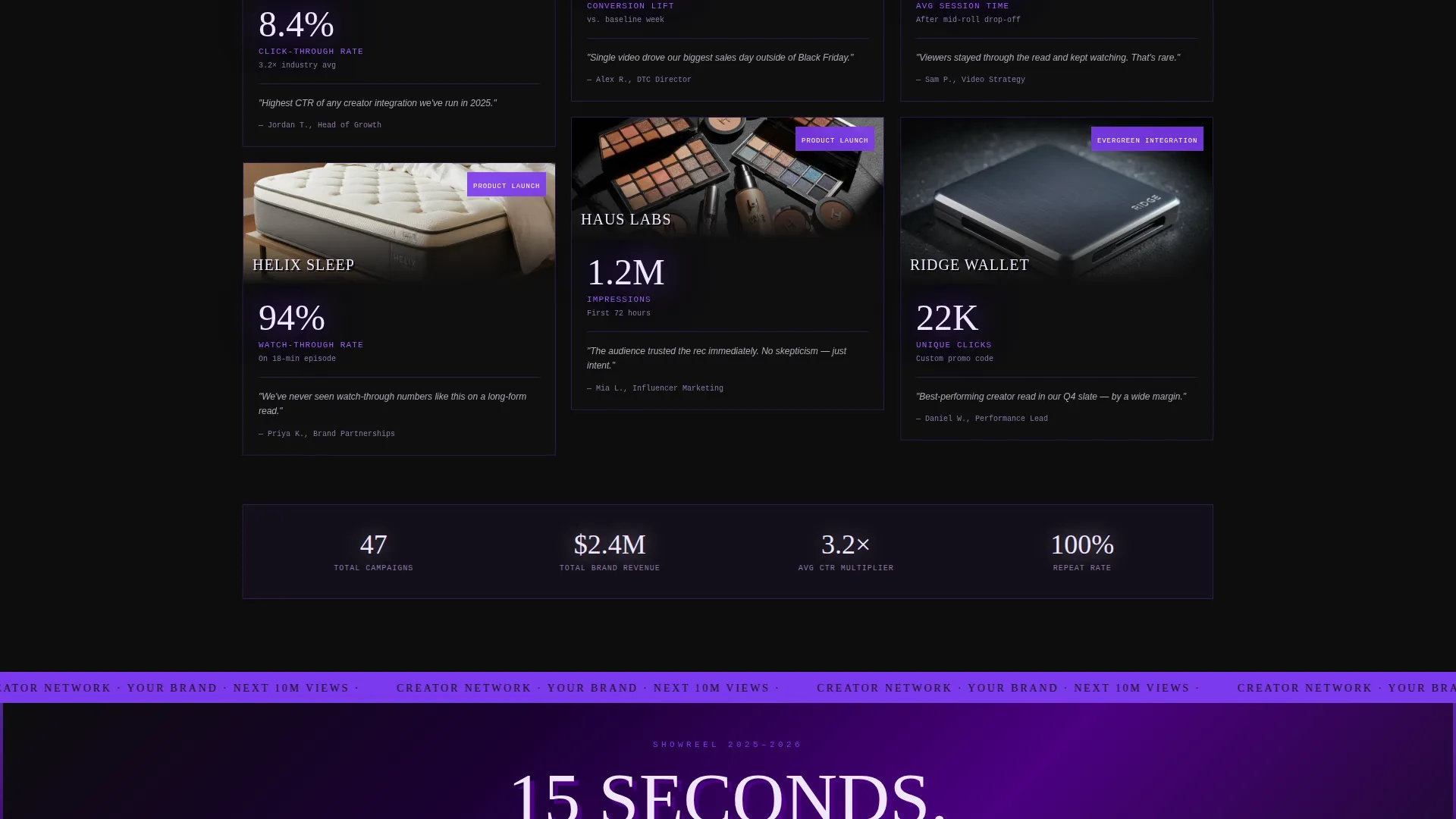 Brutalist YouTube Creator Landing Page Template