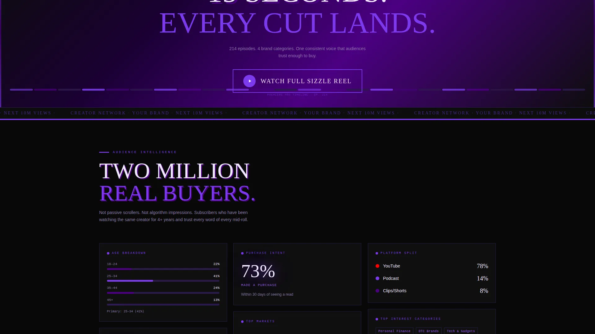 Brutalist YouTube Creator Landing Page Template