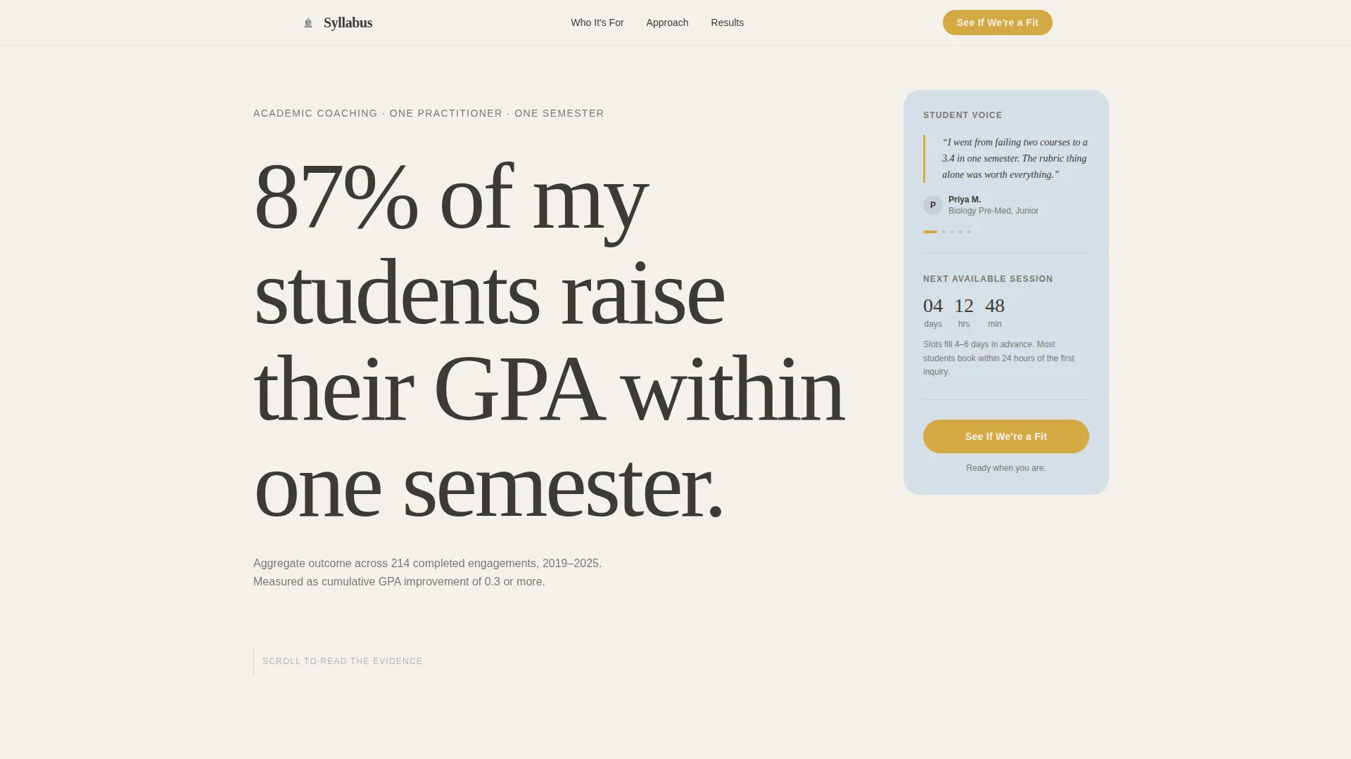 Academic Coach Sidebar Companion Landing Page