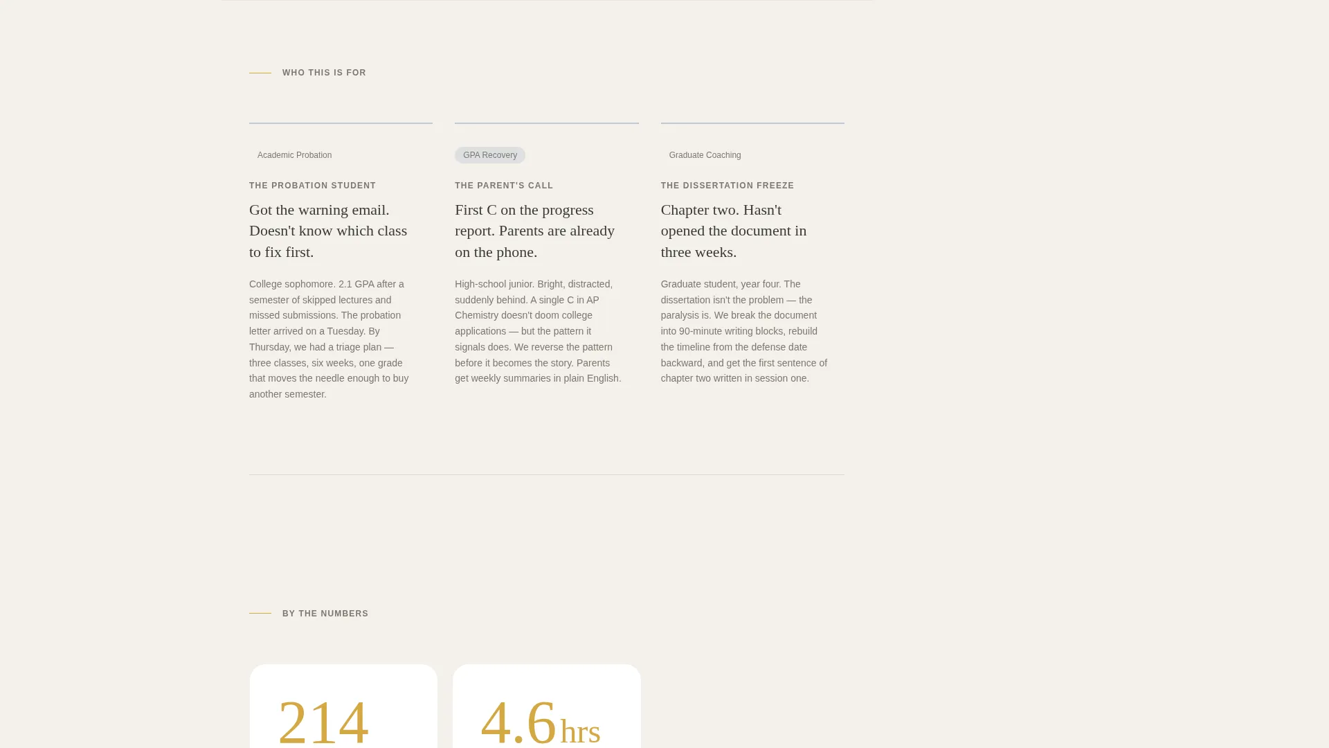 Academic Coach Sidebar Companion Landing Page
