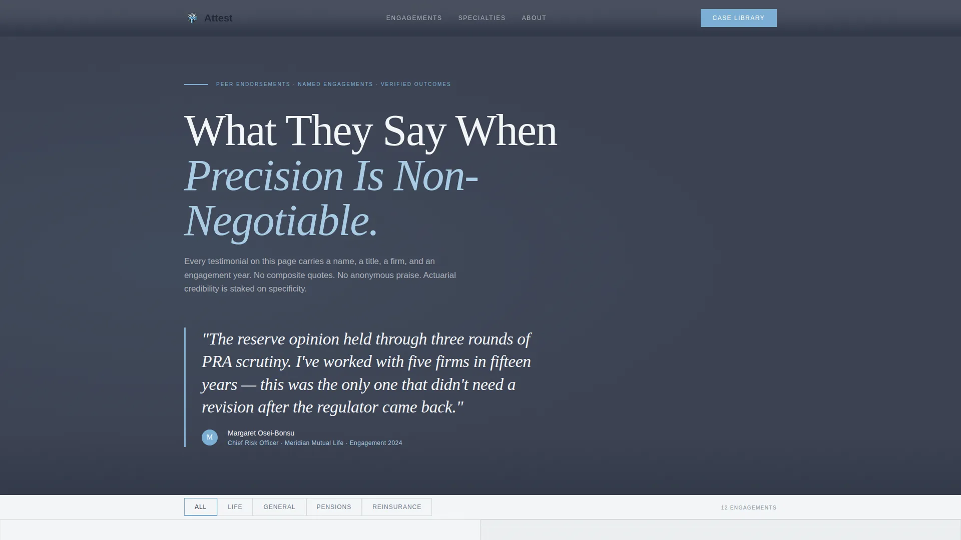 Actuary Reviews & Testimonials Landing Page Template