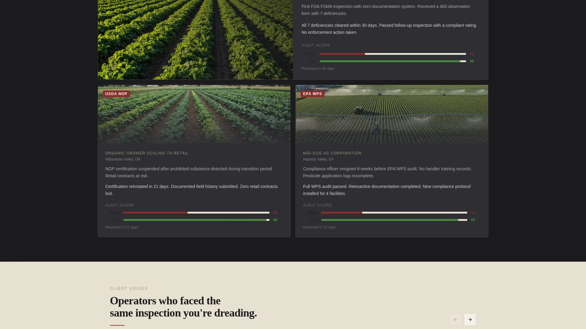 Agriculture Compliance Consultant Landing Page Template