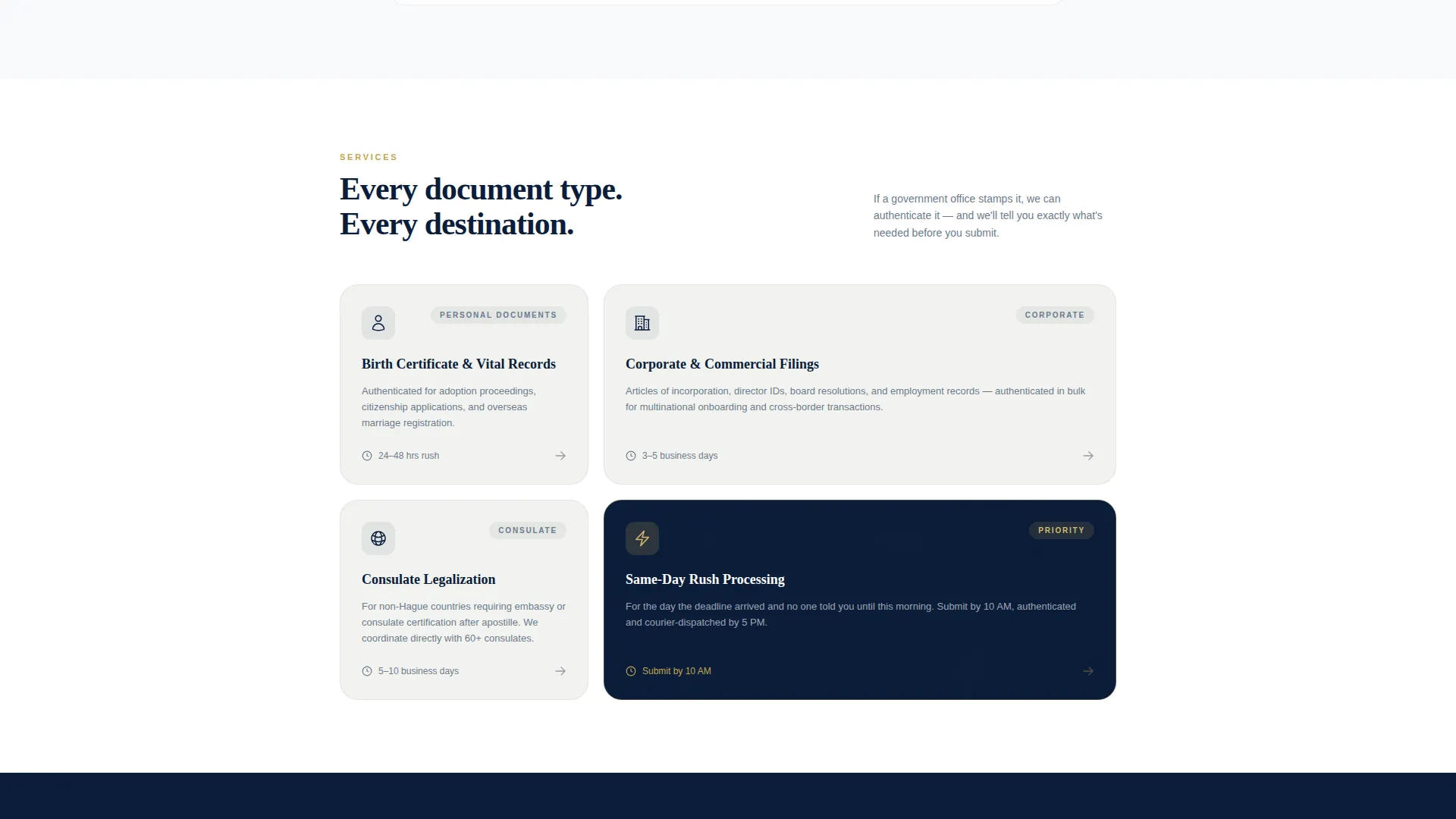 Apostille & Authentication Service Landing Page