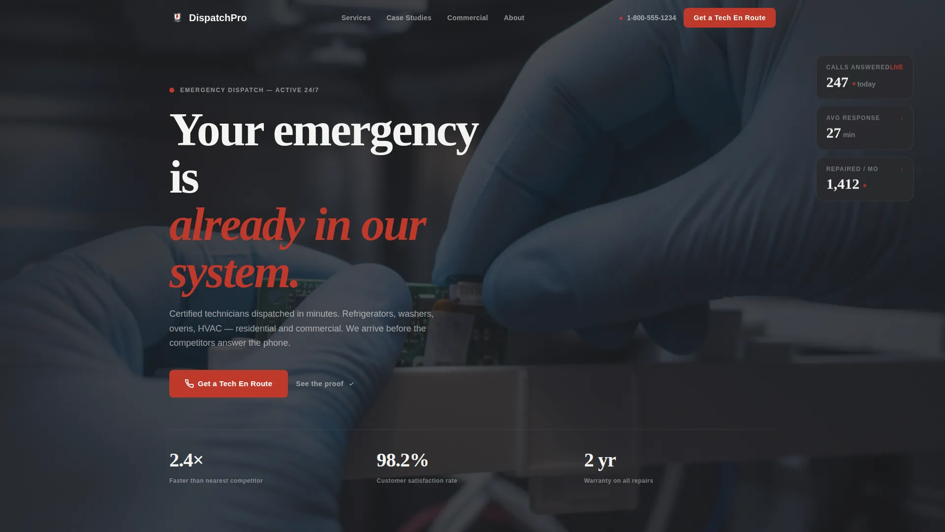 Appliance Repair Emergency Landing Page Template