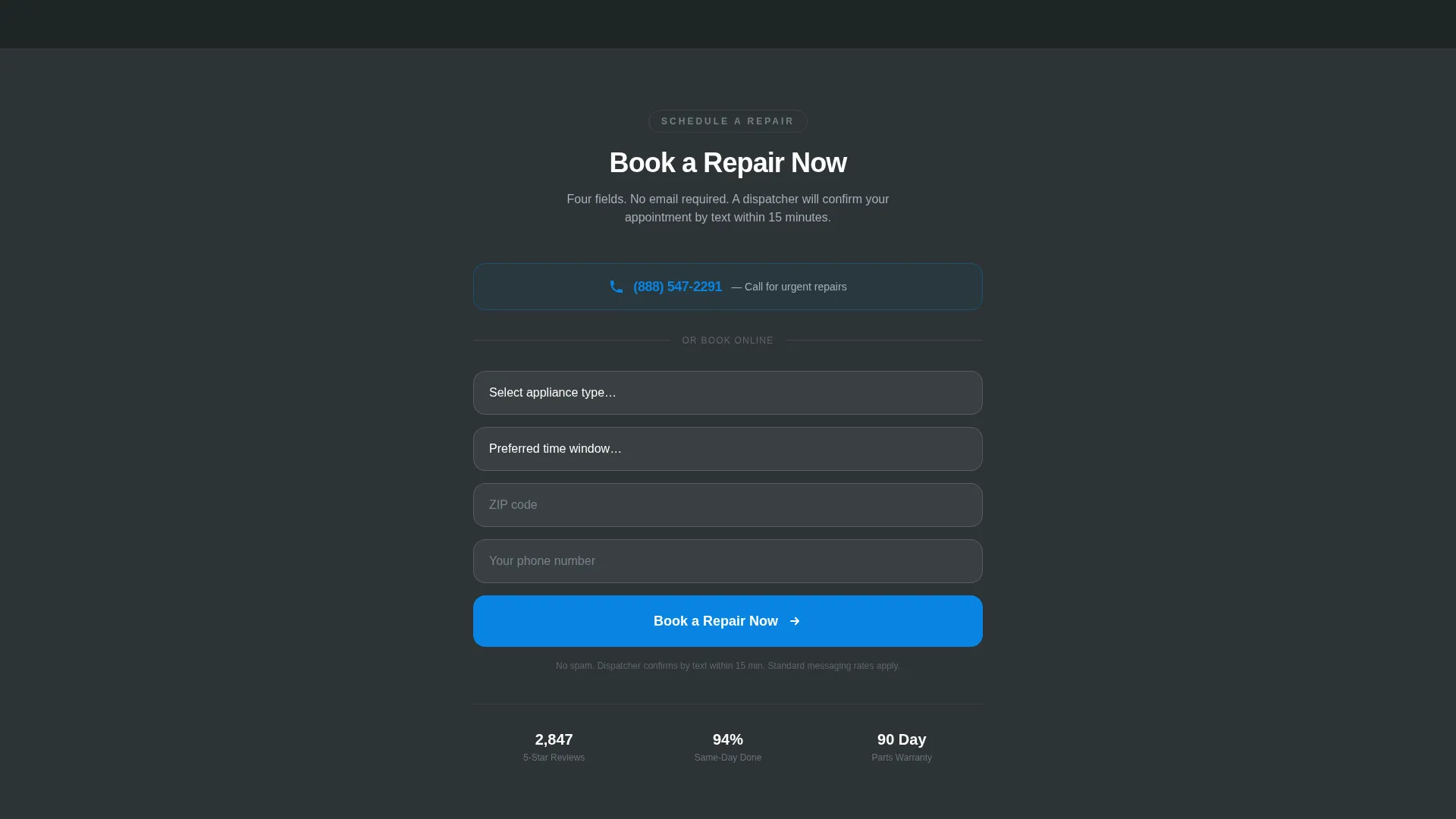 Appliance Repair Landing Page Template