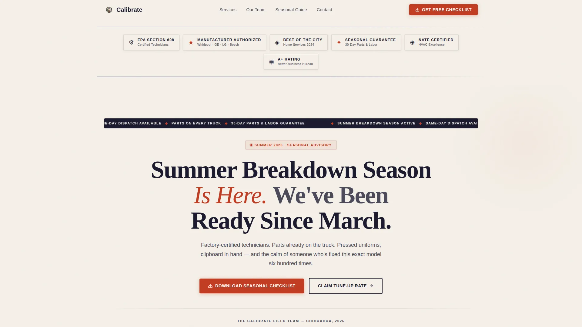 Appliance Repair Seasonal Promotion Landing Page