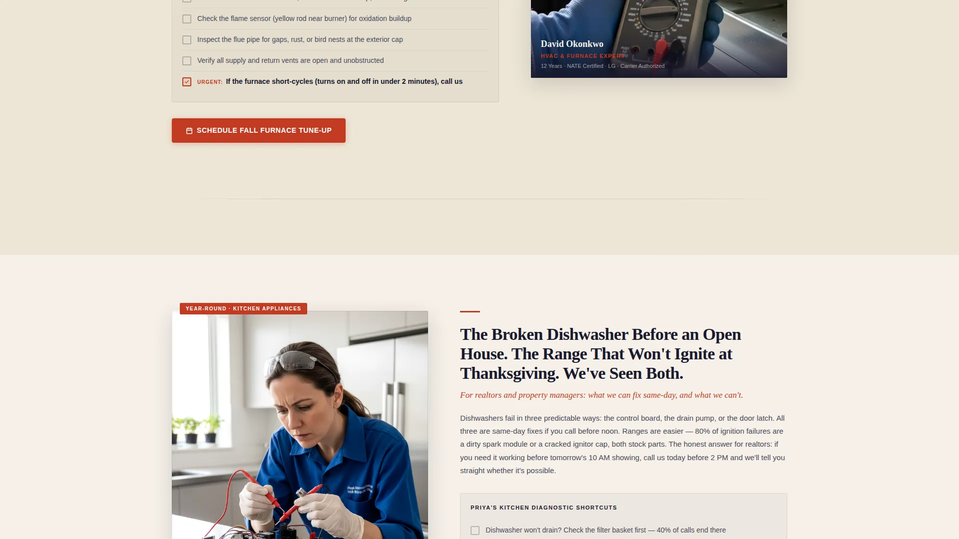 Appliance Repair Seasonal Promotion Landing Page