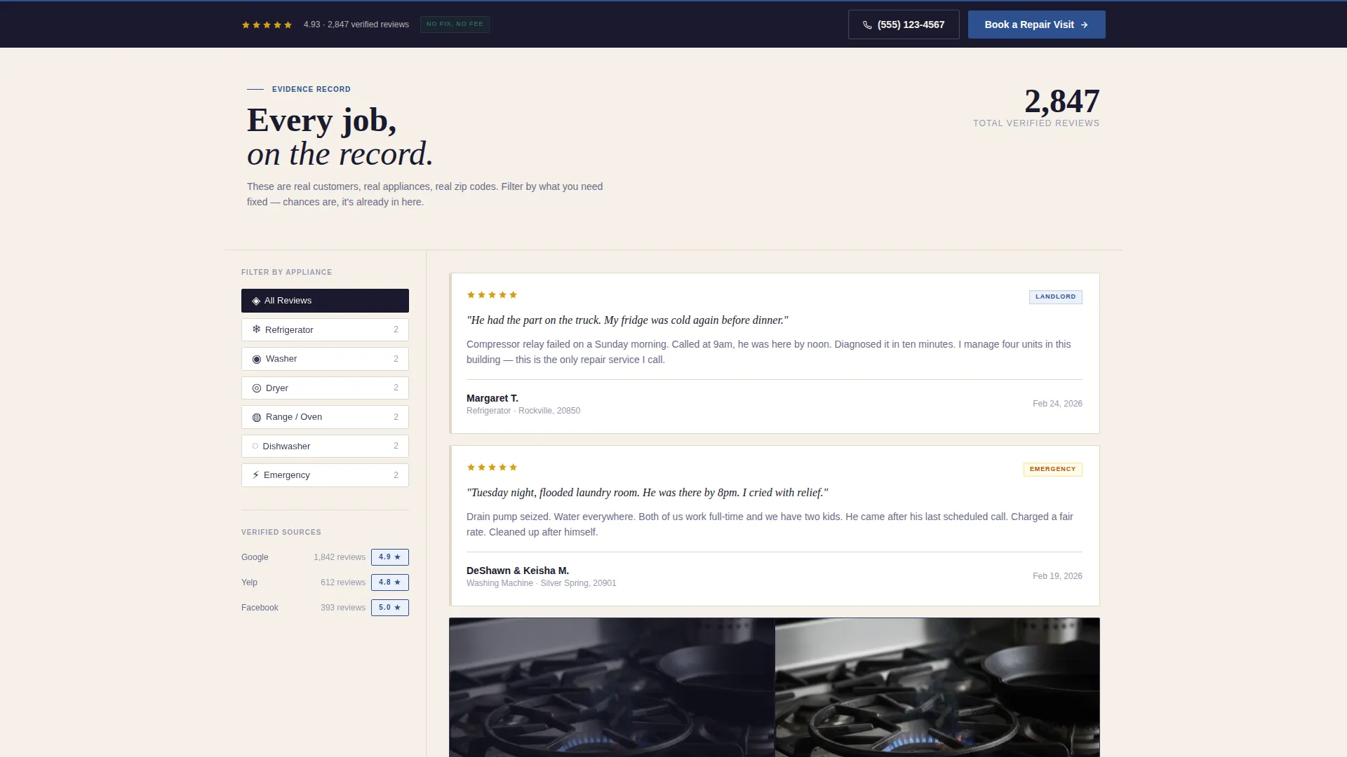 Appliance Technician Review Landing Page Template