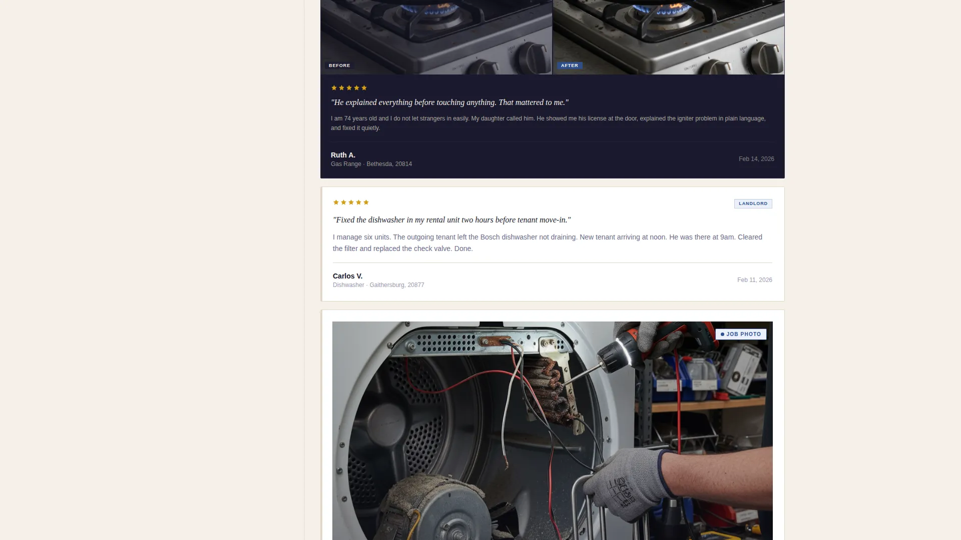 Appliance Technician Review Landing Page Template