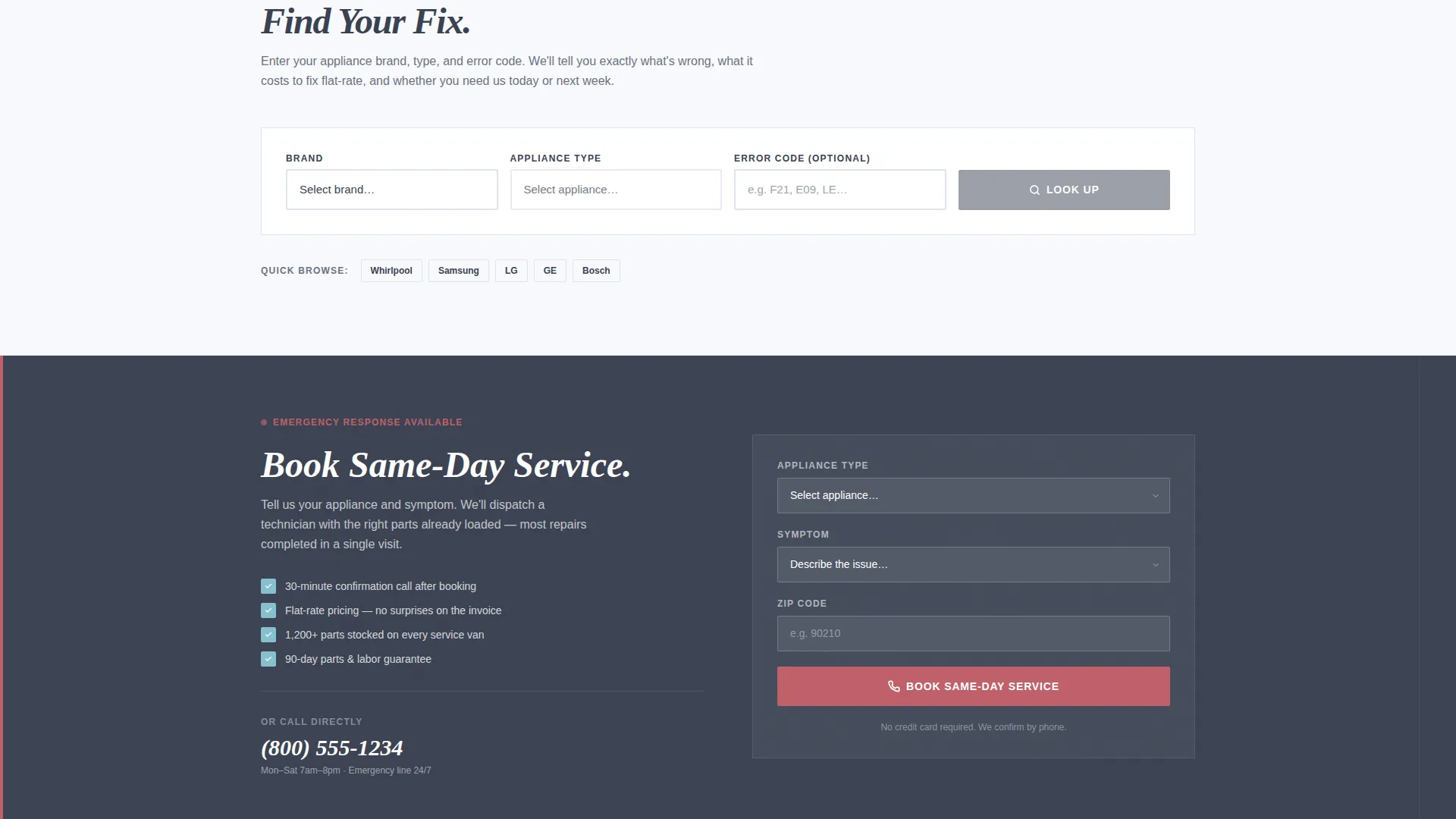 Appliance Repair Landing Page Template