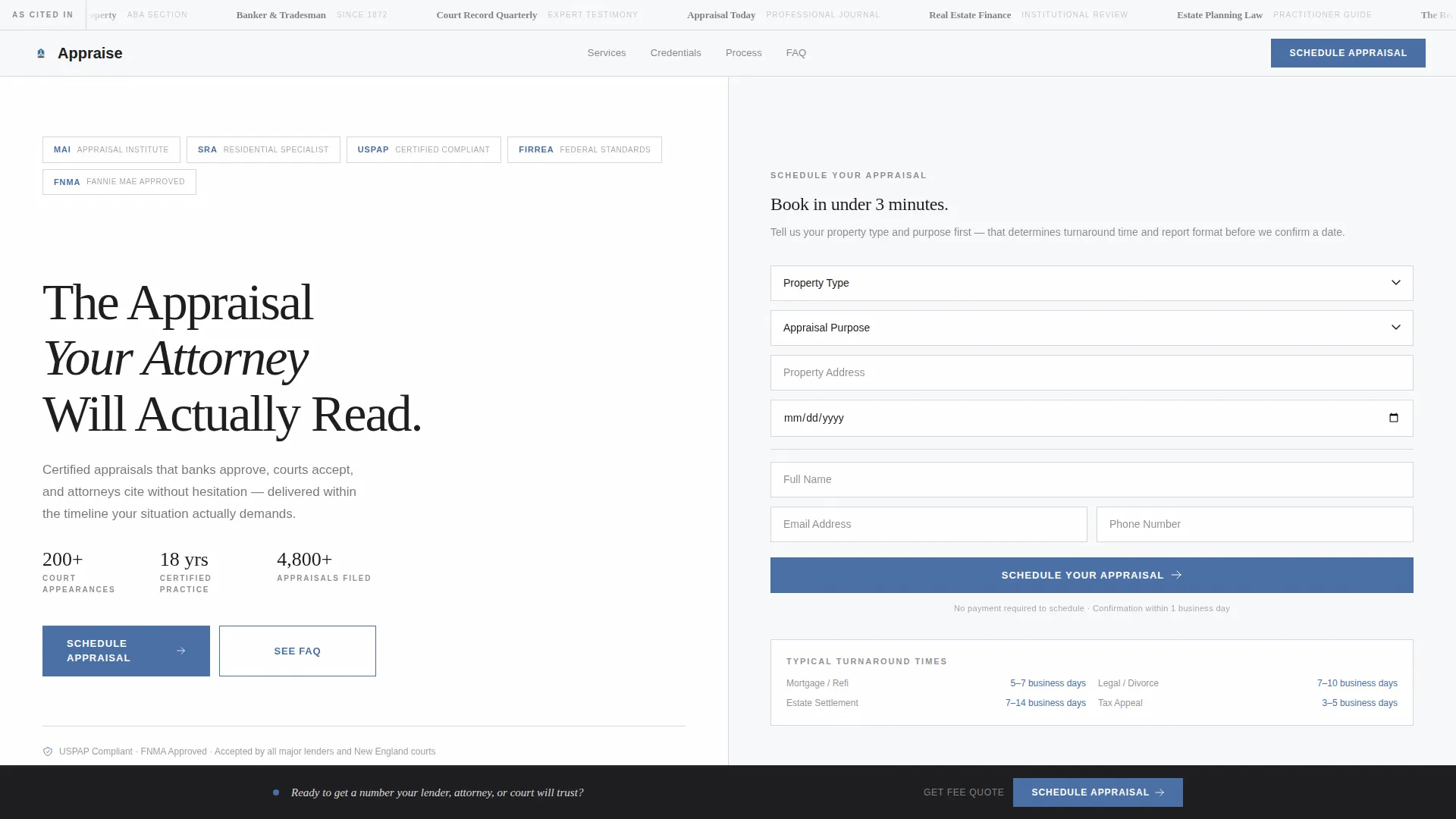 Appraiser Booking Landing Page Template
