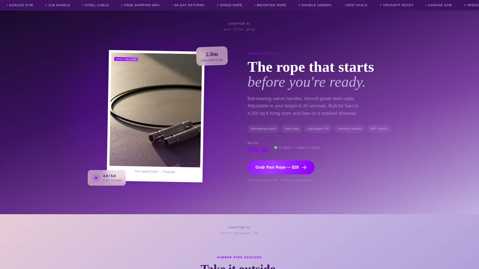 Neo-Retro Jump Rope Fitness Landing Page Template