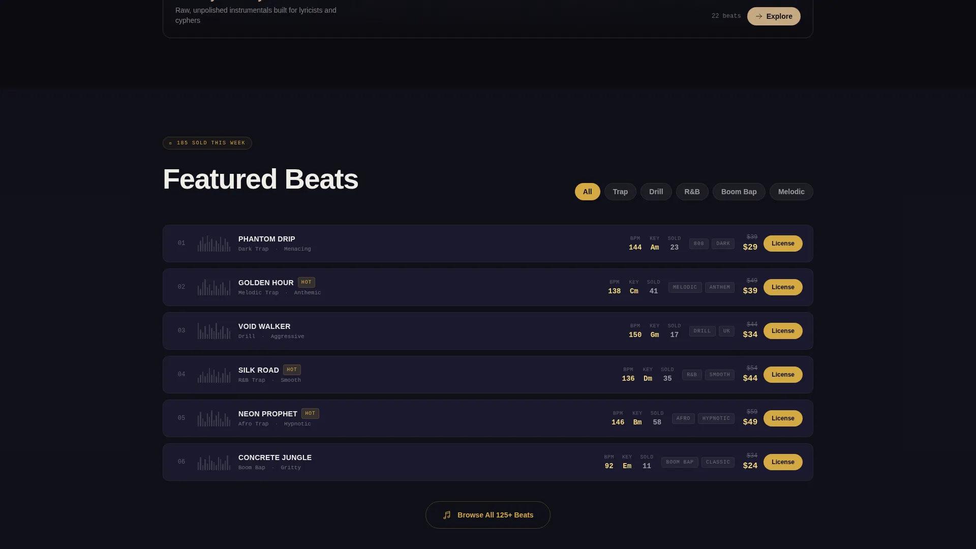 Beat Store Landing Page Template for Producers