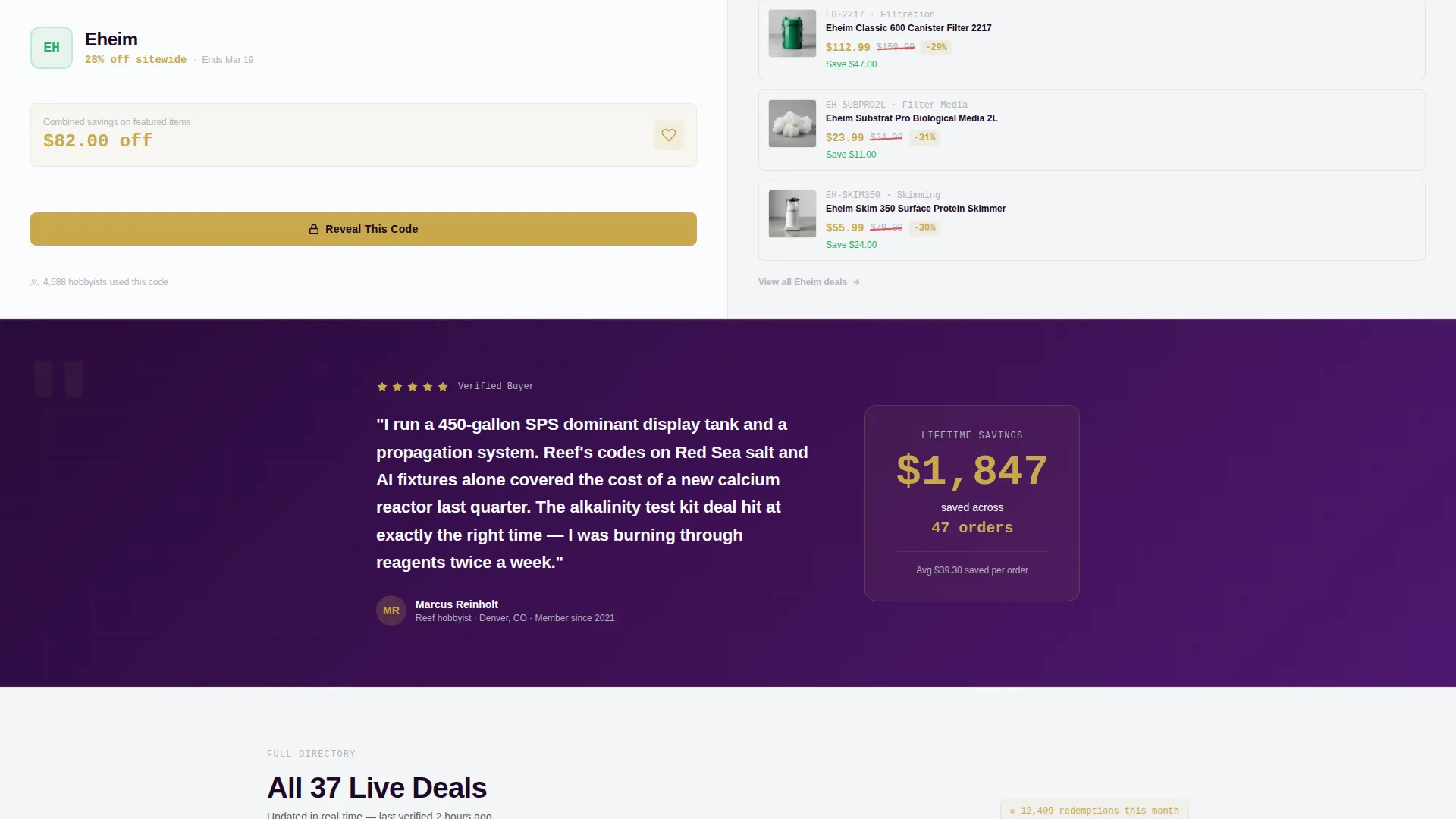 Aquarium Store Coupon & Discount Landing Page Template