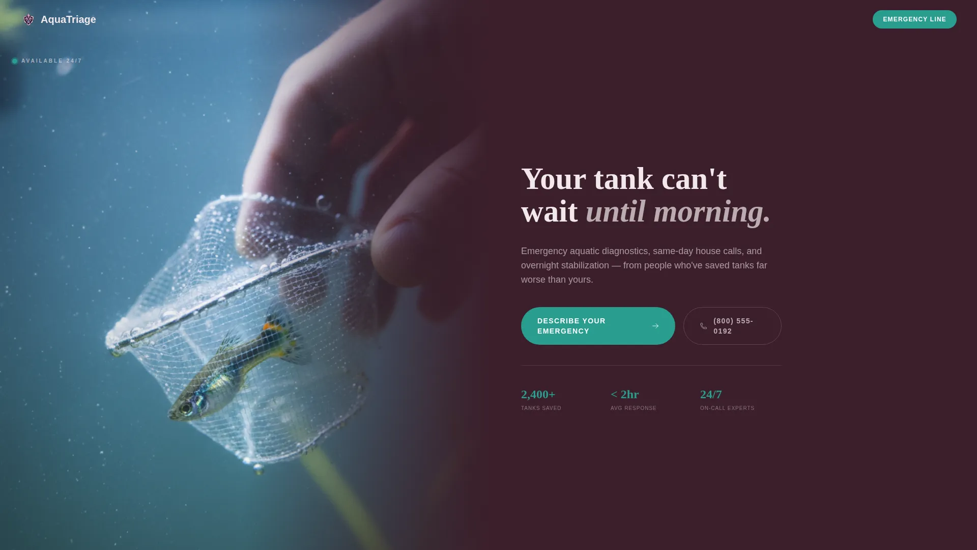 Emergency Aquarium Service Landing Page Template